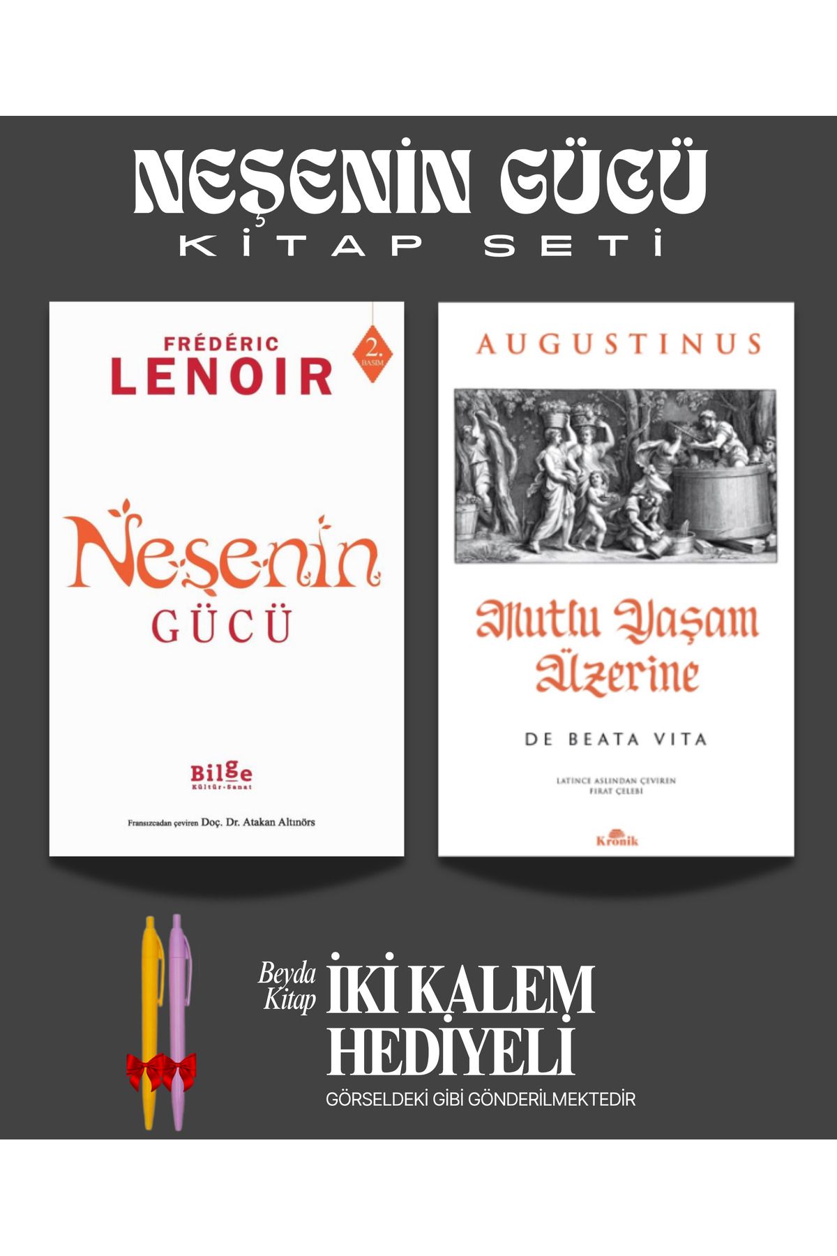 Bilge Kültür Sanat Neşenin Gücü - Mutlu Yaşam Üzerine - Augustinus Kitap - İki Kalem Hediyeli