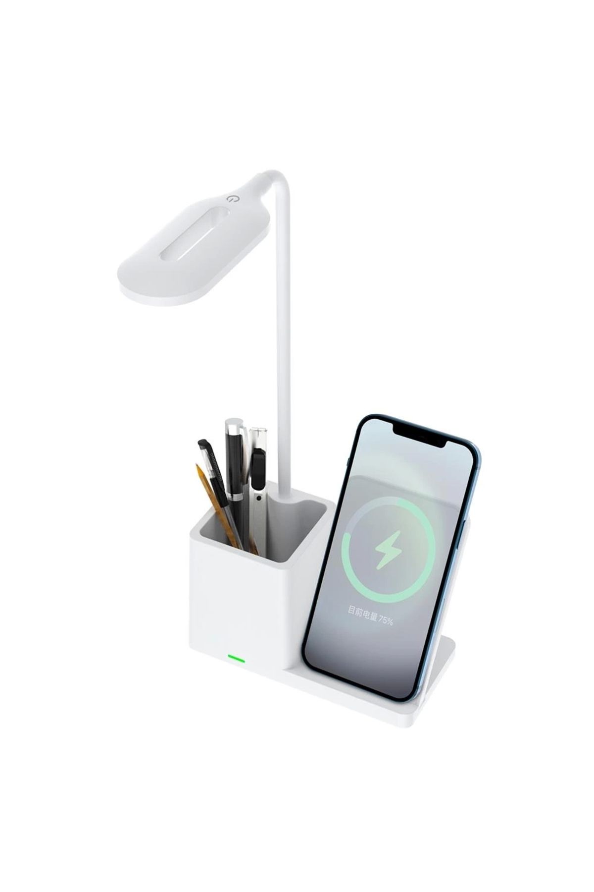S-LINK SL-M9054 Beyaz TypeC 10W Kablosuz Şarj Cihazı Kalemlikli Masa Lambası