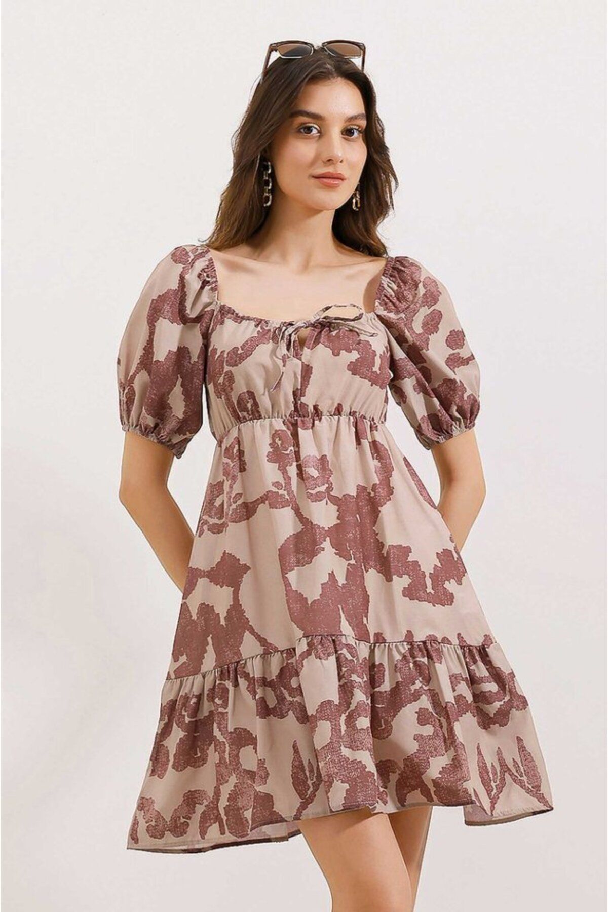 D&M Life Collection 2351 Kloş Poplin Elbise - D.Gül Kurusu - 38 - D.gül Kurusu