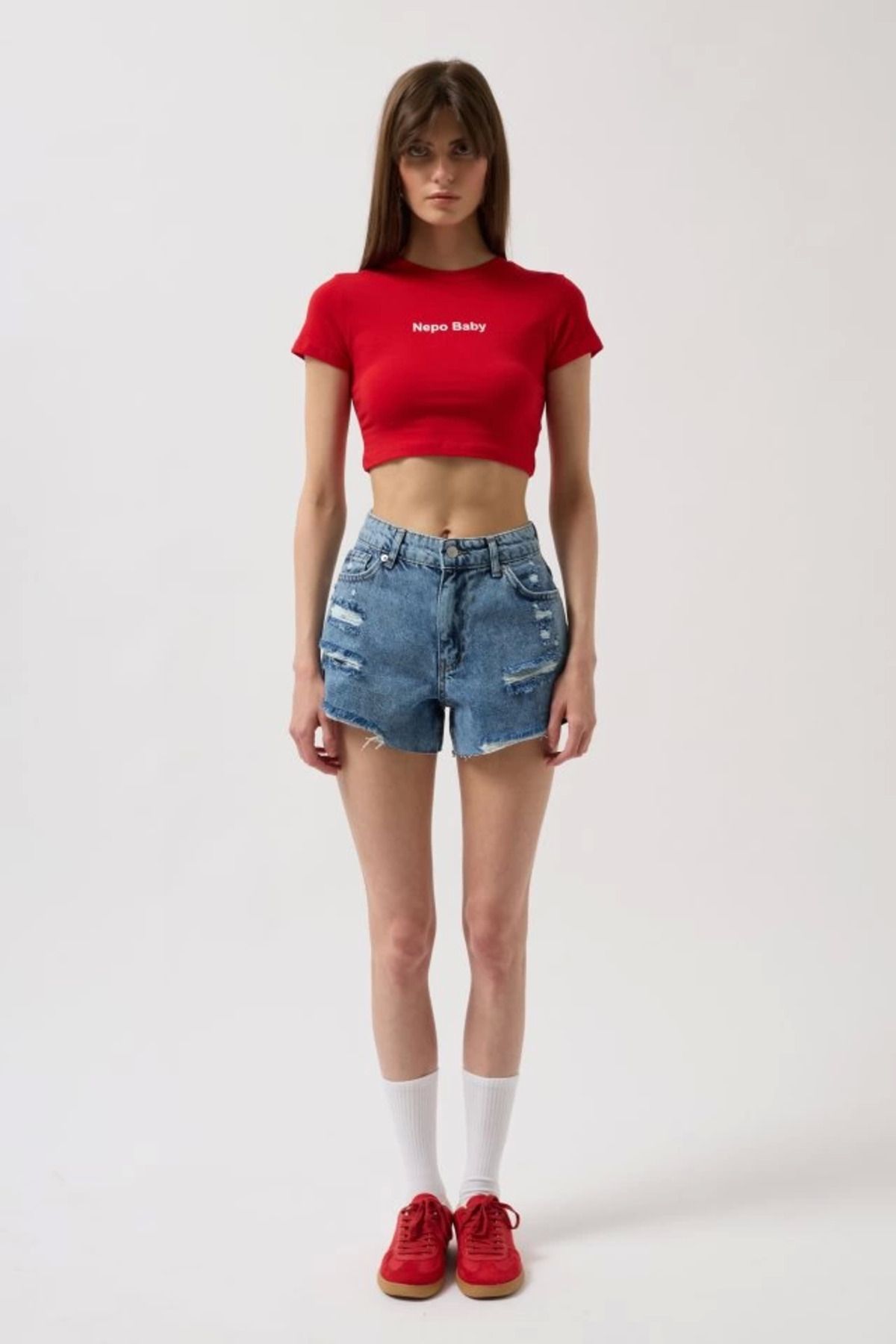 Omarı Nepo Baskılı Crop T-Shirt