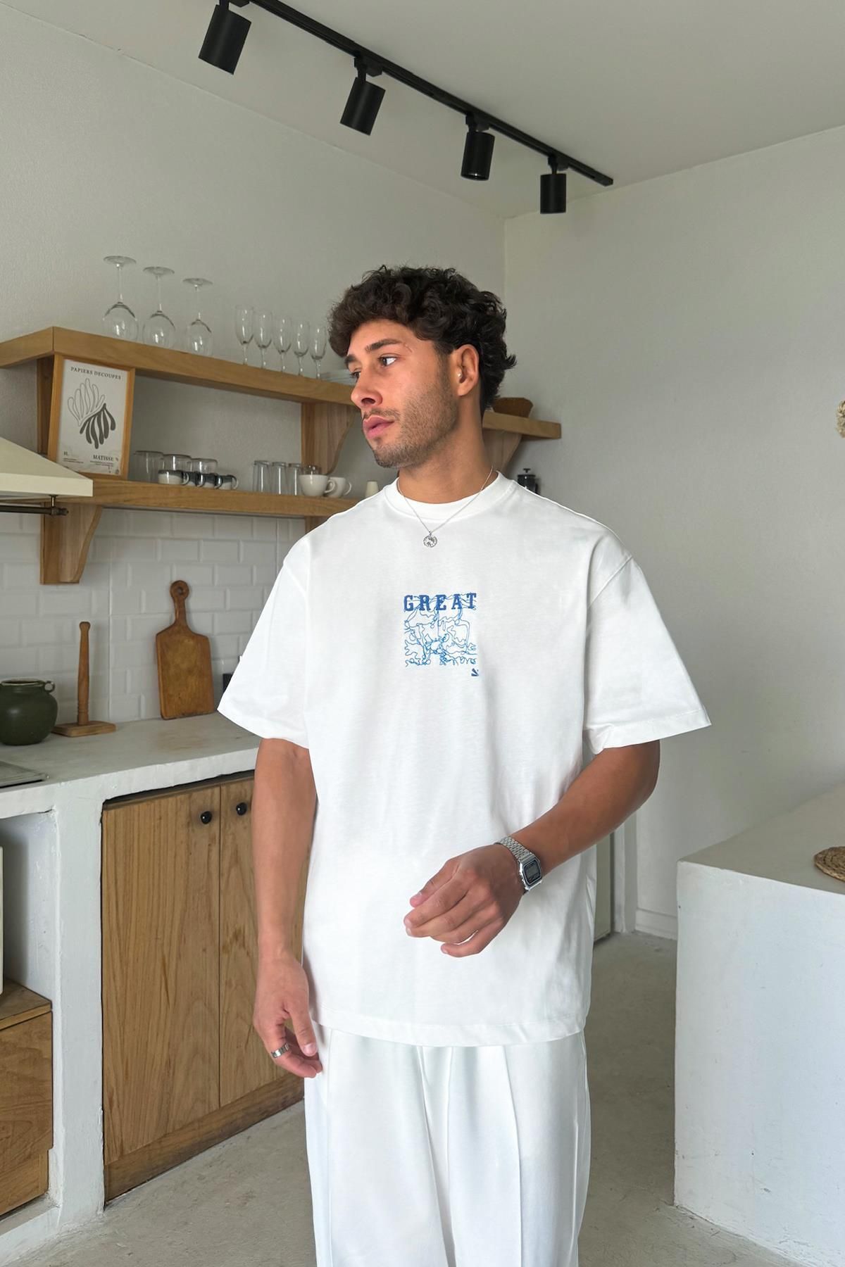 Flaw Wear Beyaz Great Baskılı Tişört