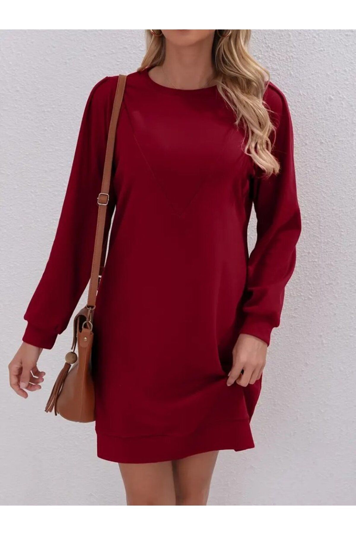 D&M Life Collection Kadın Uzun Kollu Bisiklet Yaka Iki Iplik Elbise