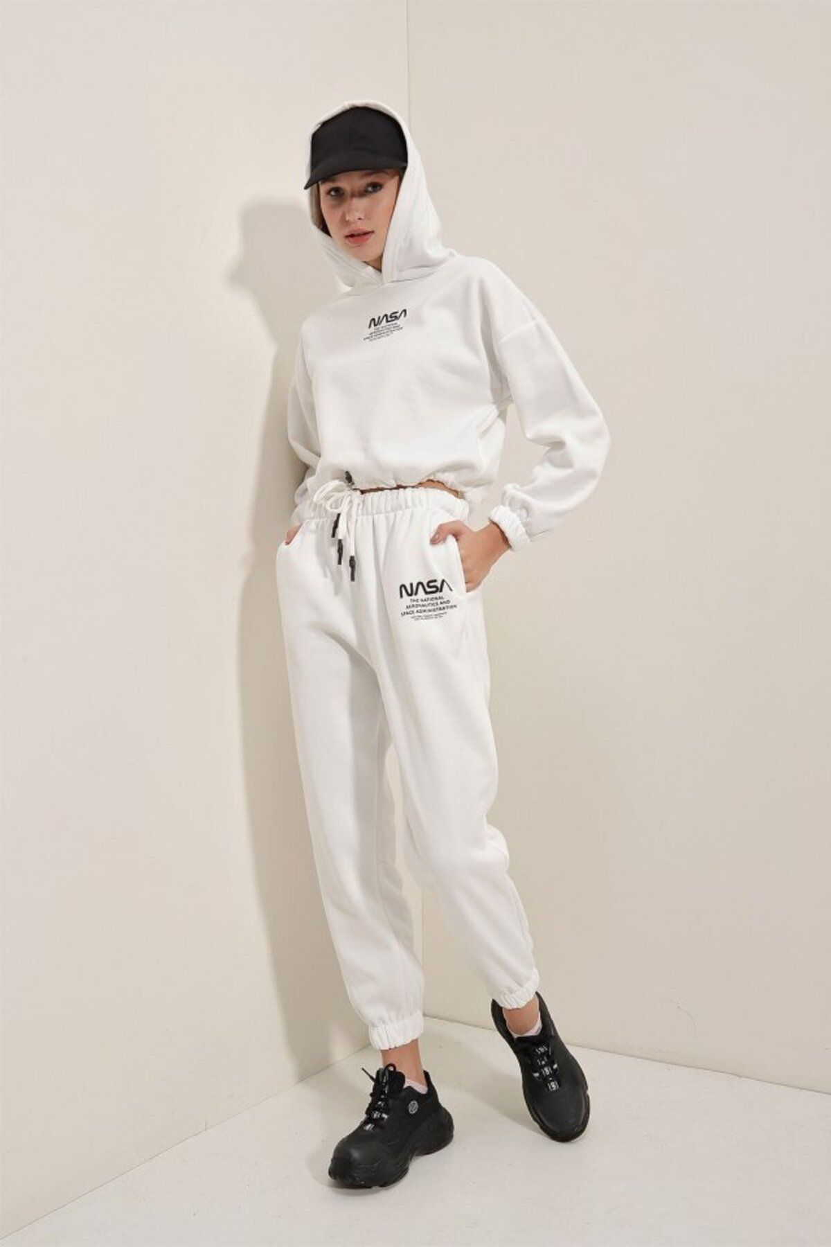 D&M Life Collection 55313 Nasa Baskılı Eşofman Takımı - Beyaz
