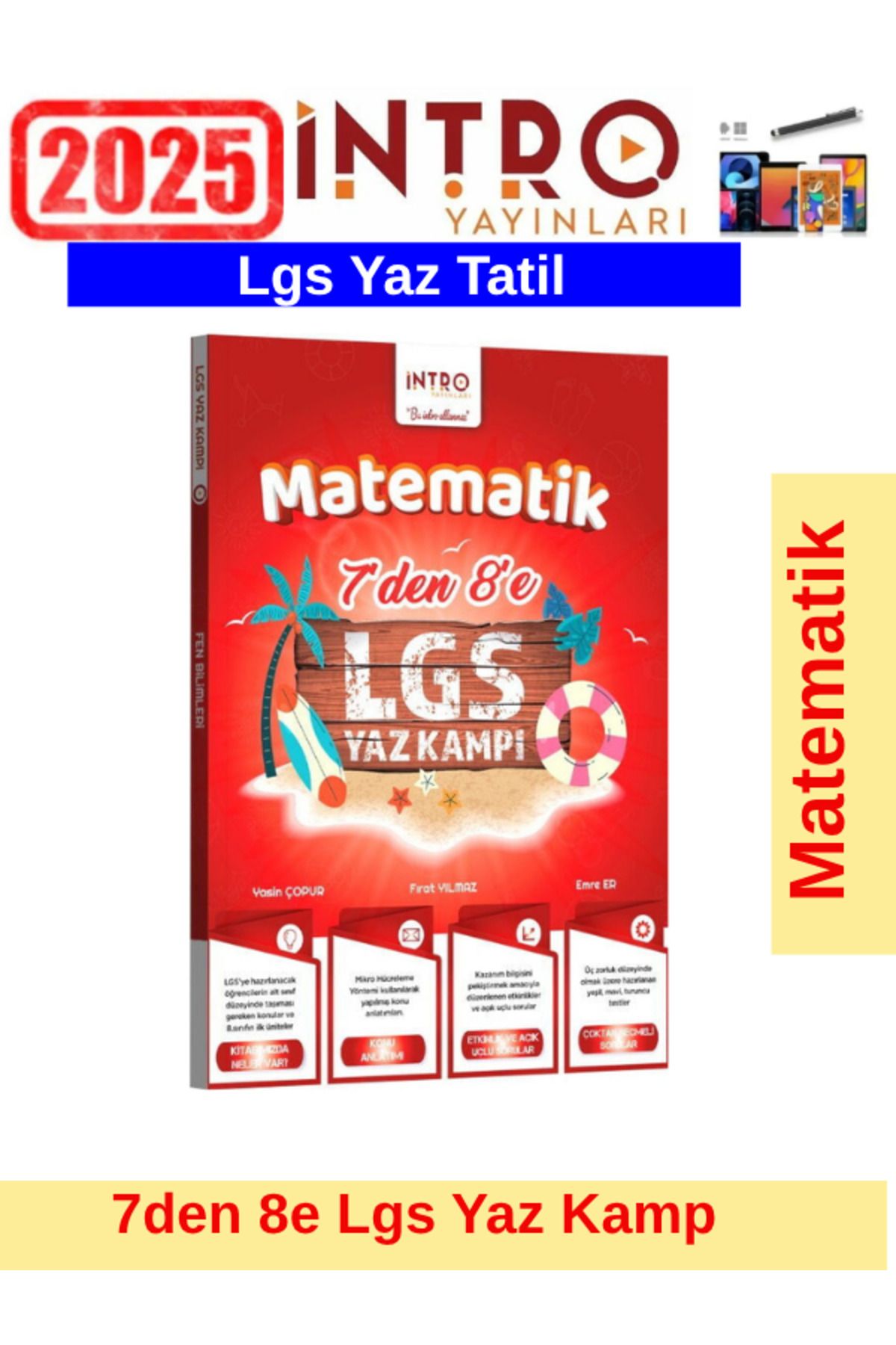 Ens Yayıncılık İntro Yayınları 8.Sınıf LGS Kamp Matematik Yaz Tatil Kamp Seti+Kalem