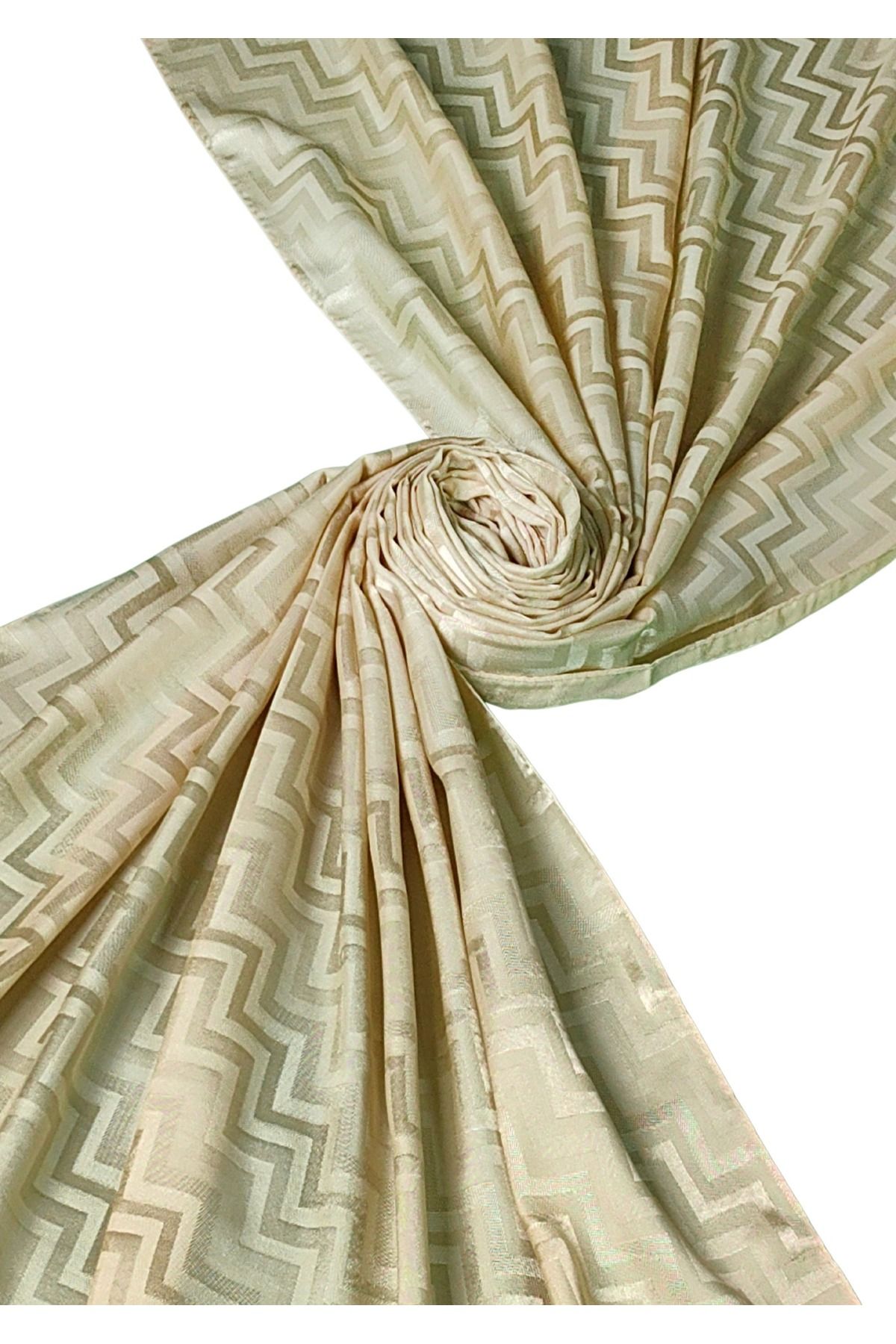 mim eşarp-Silky Textured Jacquard Zigzag Patterned Shawl 75X190 cm 3
