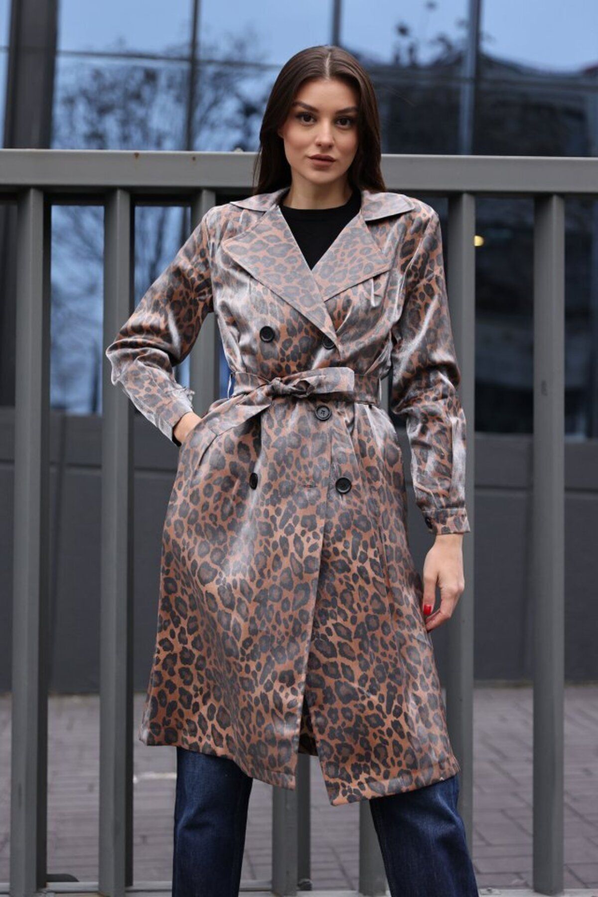 D&M Life Collection 5853 Kruvaze Yaka Trençkot - M. Taba - 38
