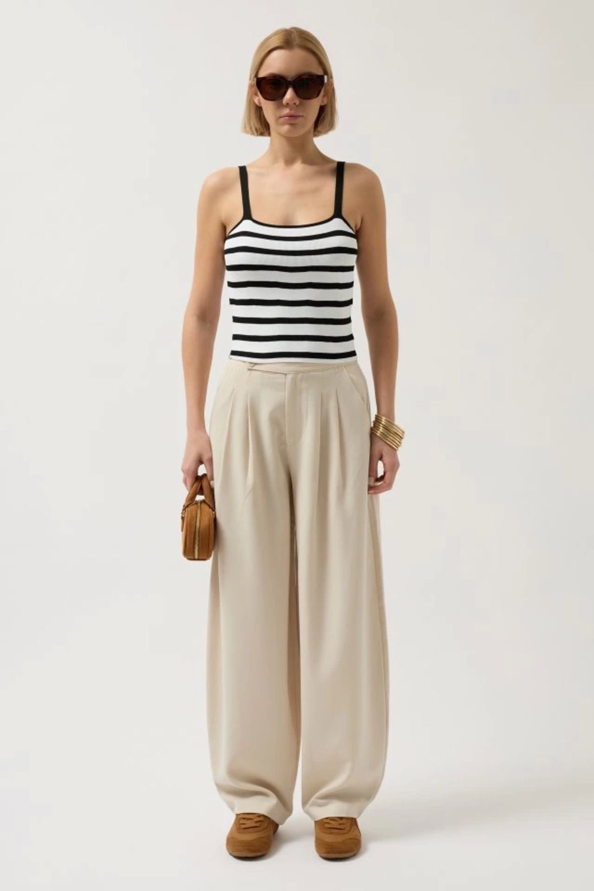 Omarı Contrast Stripe Halter Blouse