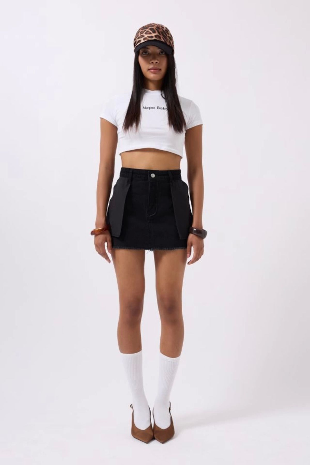 Omarı Trendy Ters Detay Mini Etek