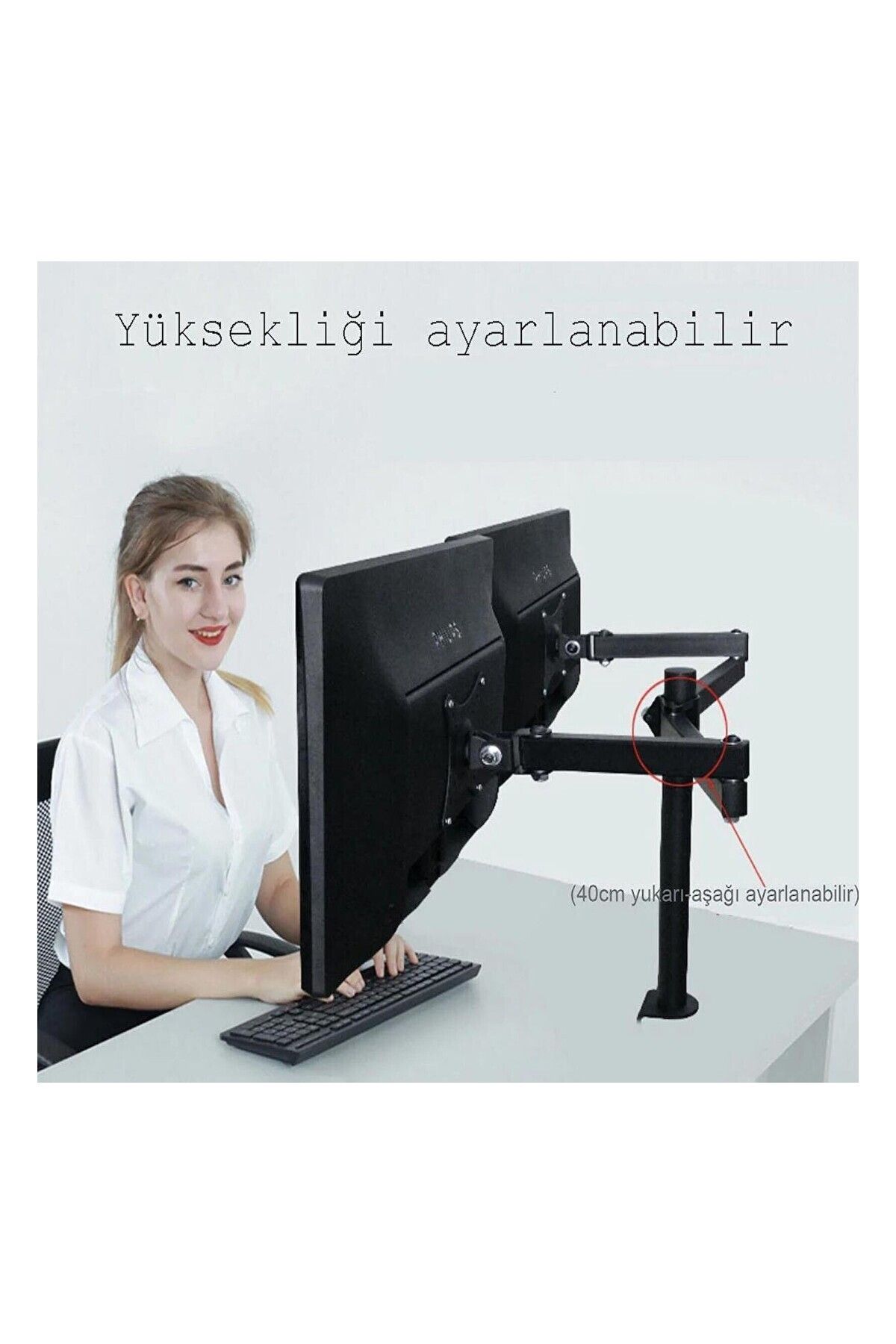 TechTic Çift Kol Monitör Tutucu 17-32inç LCD Led Alüminyum Masaüstü Monitör Tutucu Standı