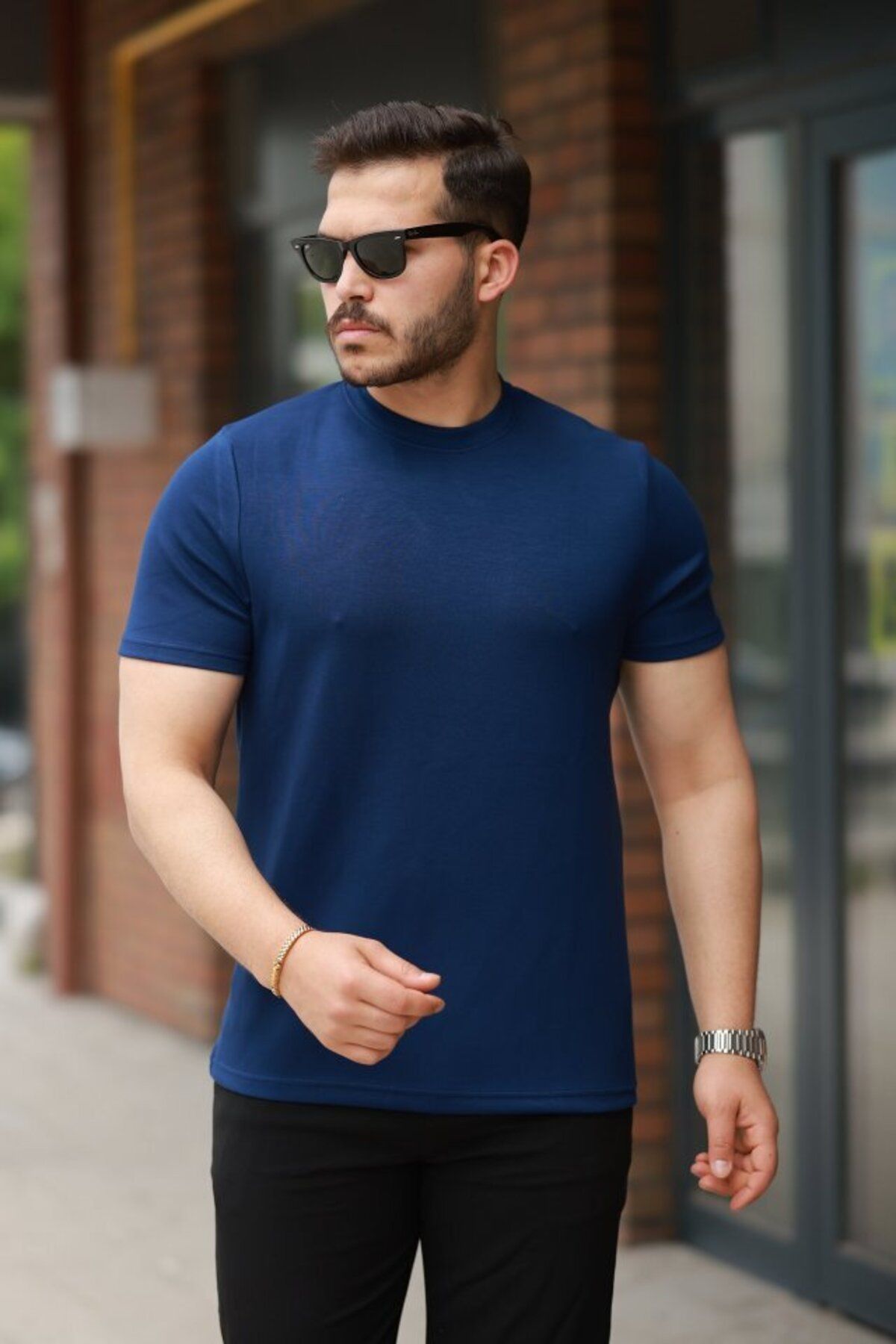 D&M Life Collection Erkek Basic Kısa Kollu Tişört - M - Lacivert