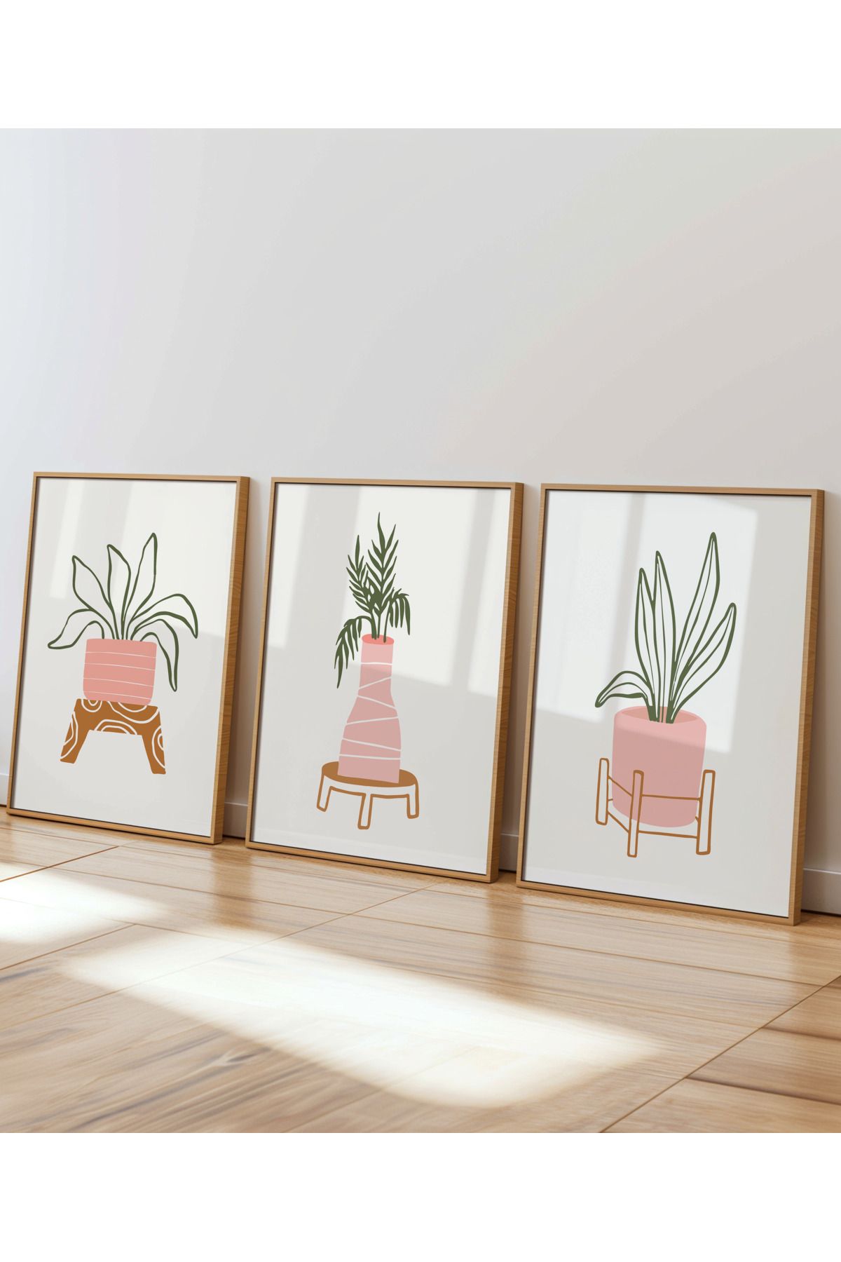 DES VU PRINT 3'lü Çerçevesiz Bitki Posteri, Çiçek Bitki Temalı Çerçevesiz Poster