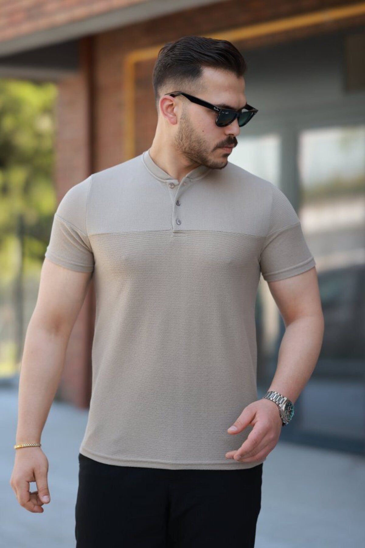 D&M Life Collection Erkek Hakim Yakalı Kısa Kollu Pamuklu T-shirt