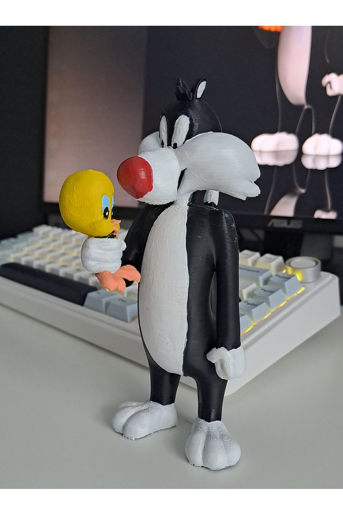 Gonulella Sylvester ve Tweety 3d Figür Oyuncak Figür 15 Cm