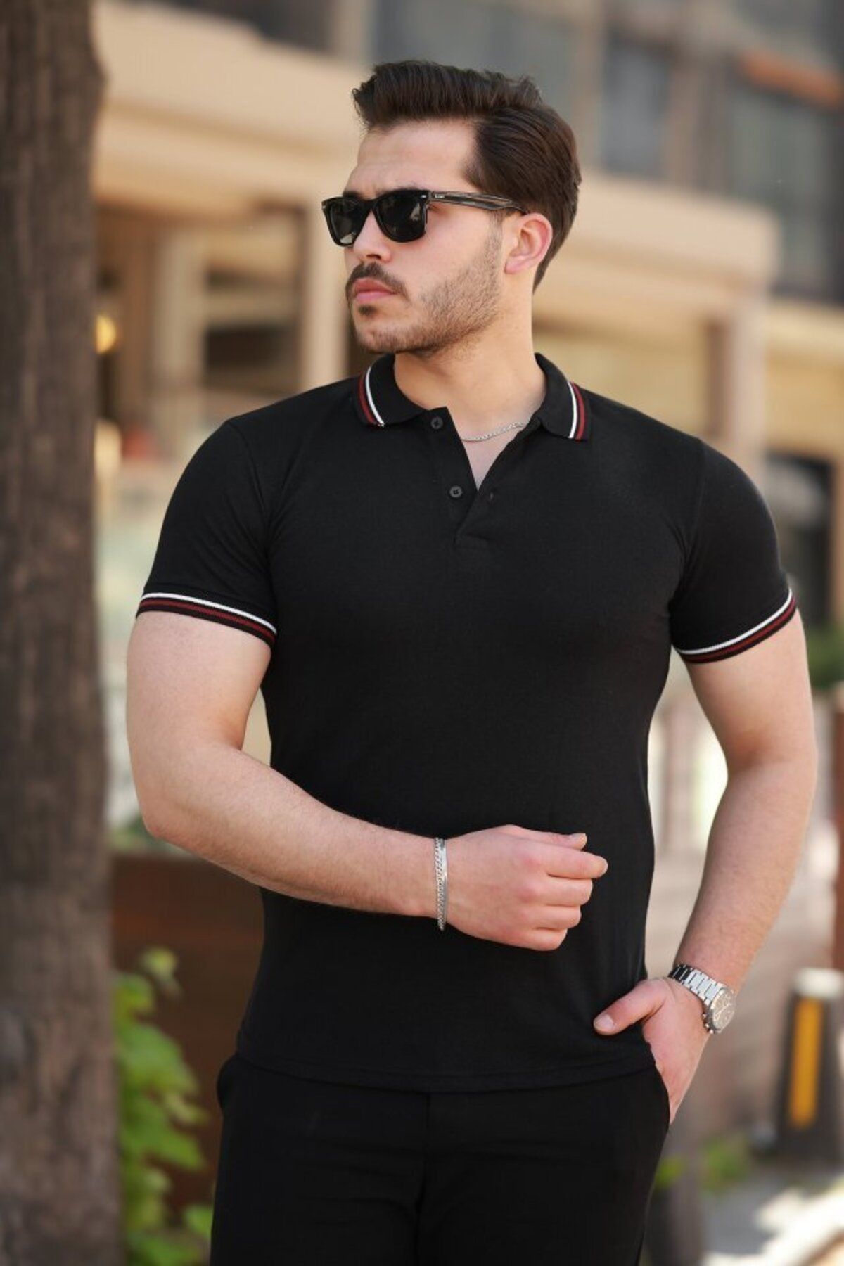 D&M Life Collection Erkek Yakalı Kısa Kollu T-shirt - 2XL - Siyah