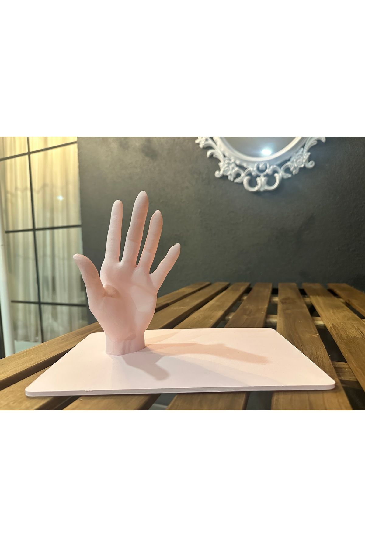 Home el şeklinde takı standı , çekim mankeni , değerli takı standı , pudra pembesi tasarımlı dekor