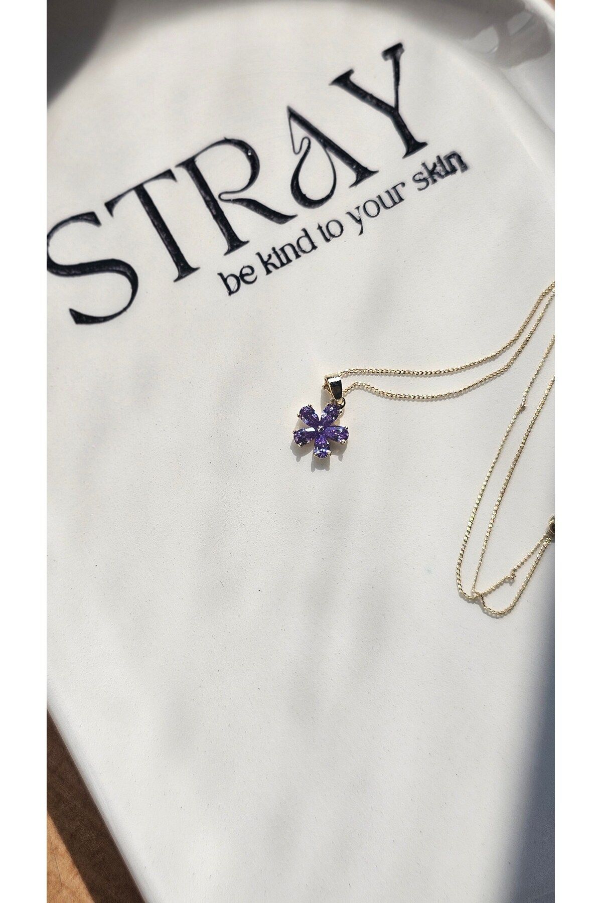 stainless steell 18K Altın Kaplama | Özel Kesim Summer Love Kristal Kolye | Hassas Ciltler için