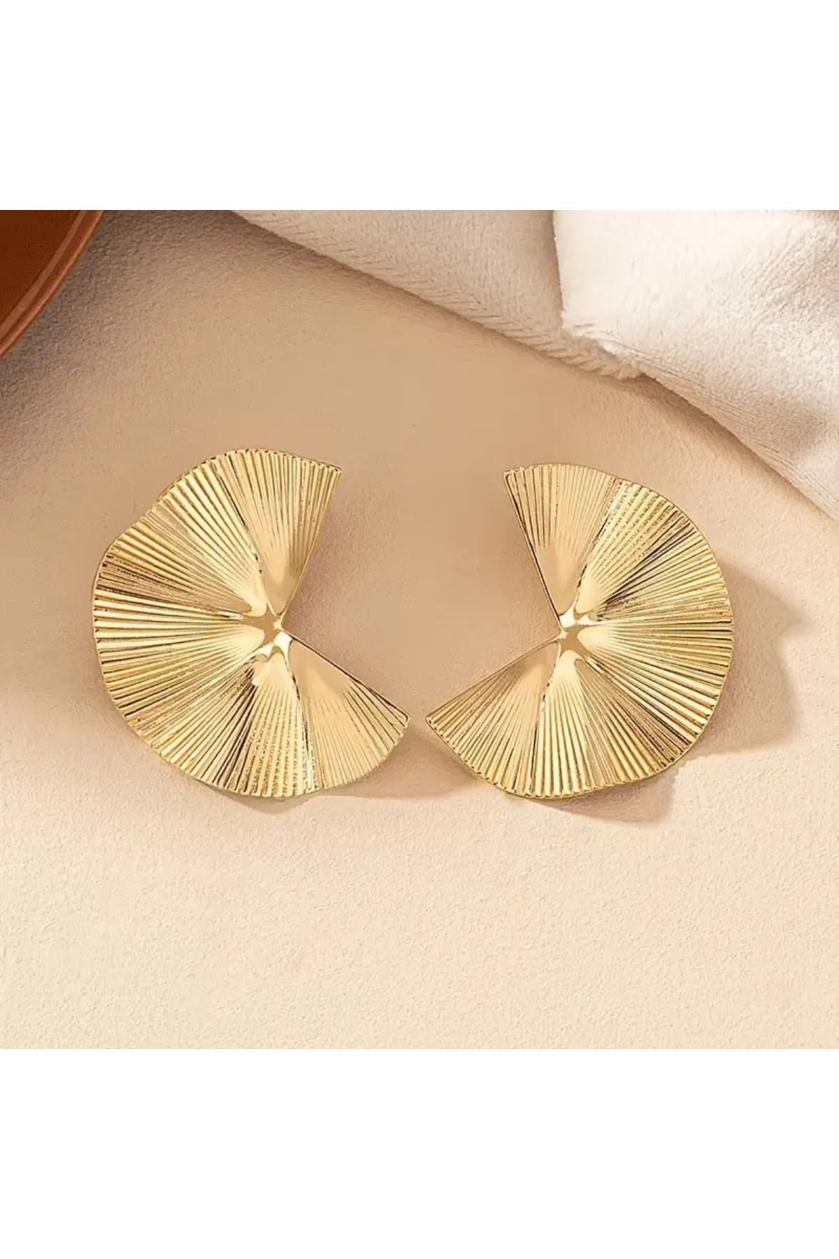 HDCreativeDesign 1 Çift Vintage Geometrik Yelpaze Şeklinde Çelik Küpe