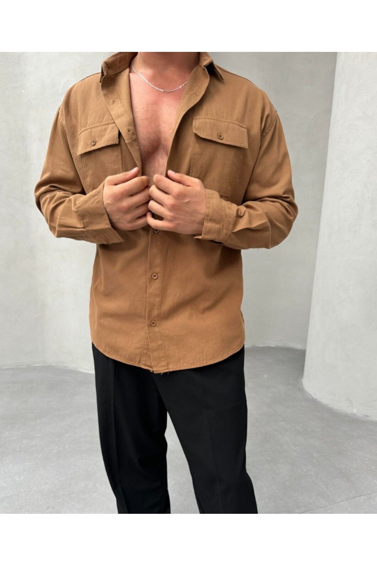 SCSARVİN İnce Gabardin Göğüs Cepi Gömlek SNZ 1016