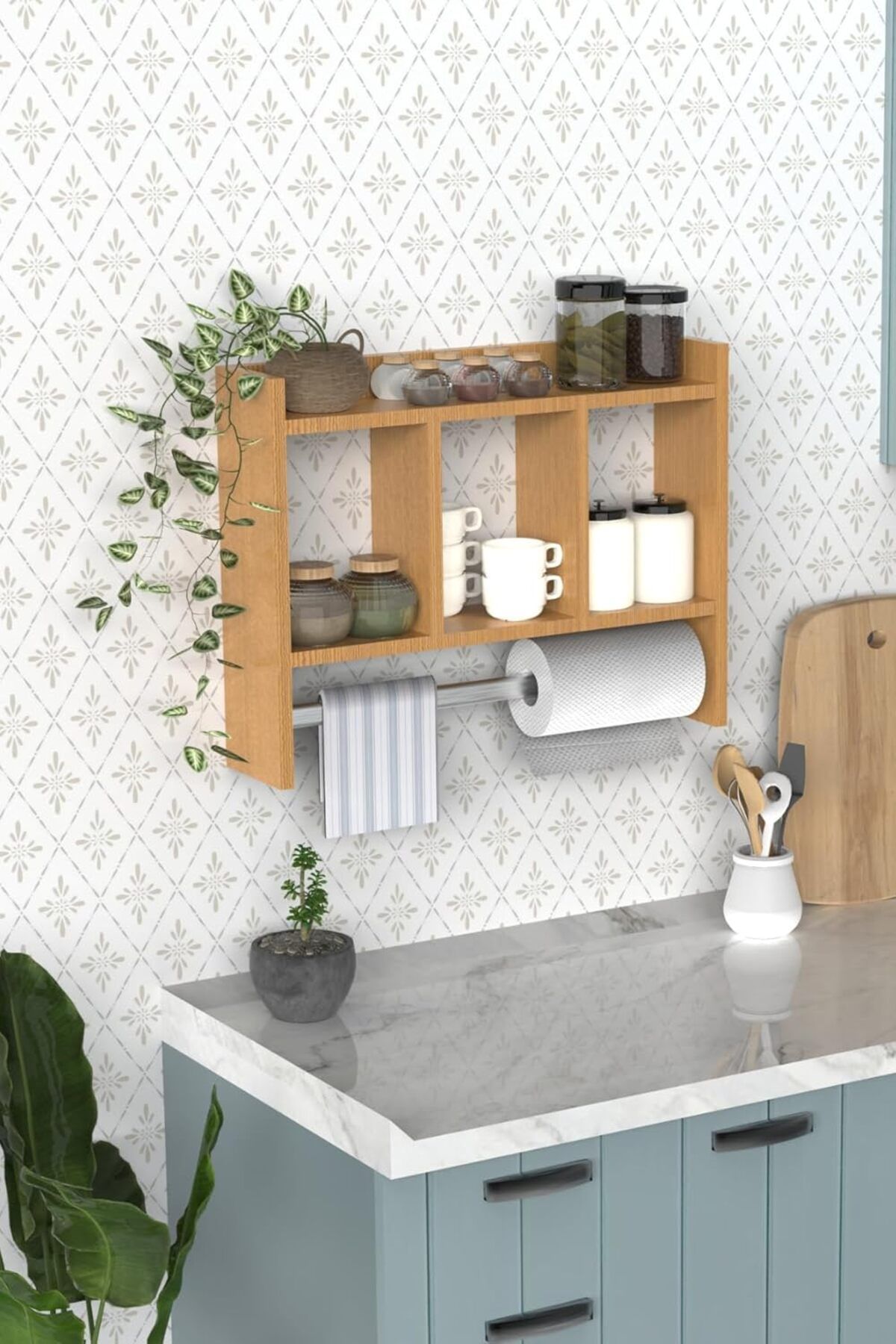 STOREMAX nffastore ve Şık Mutfak Duvar Rafı, Fonksiyonel Mutfak Rafı Safir Meşe Star Collectionbuy 10513