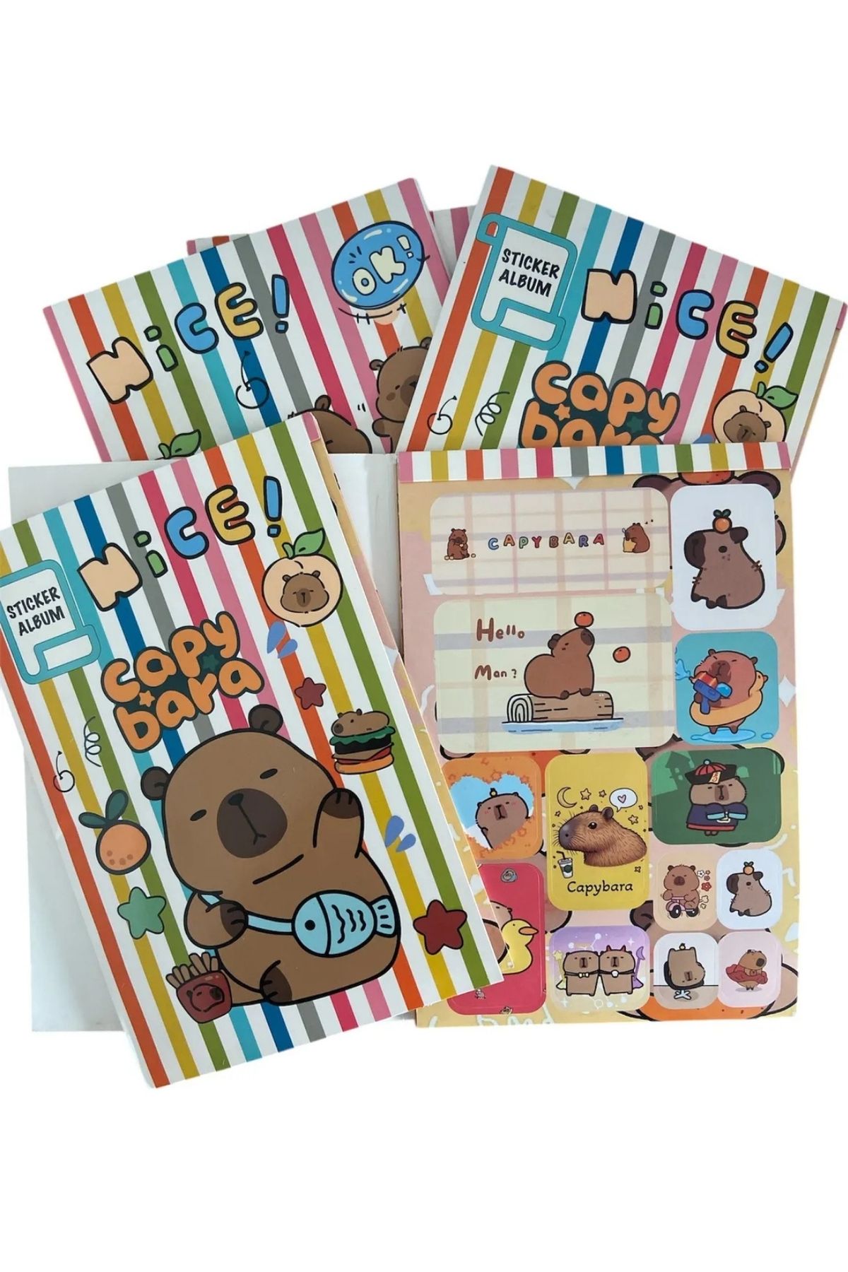 ÖZ OFİS Capybara Kapibara Sticker Etiket Çıkatma Defteri Albümü 16 Sayfa 250+