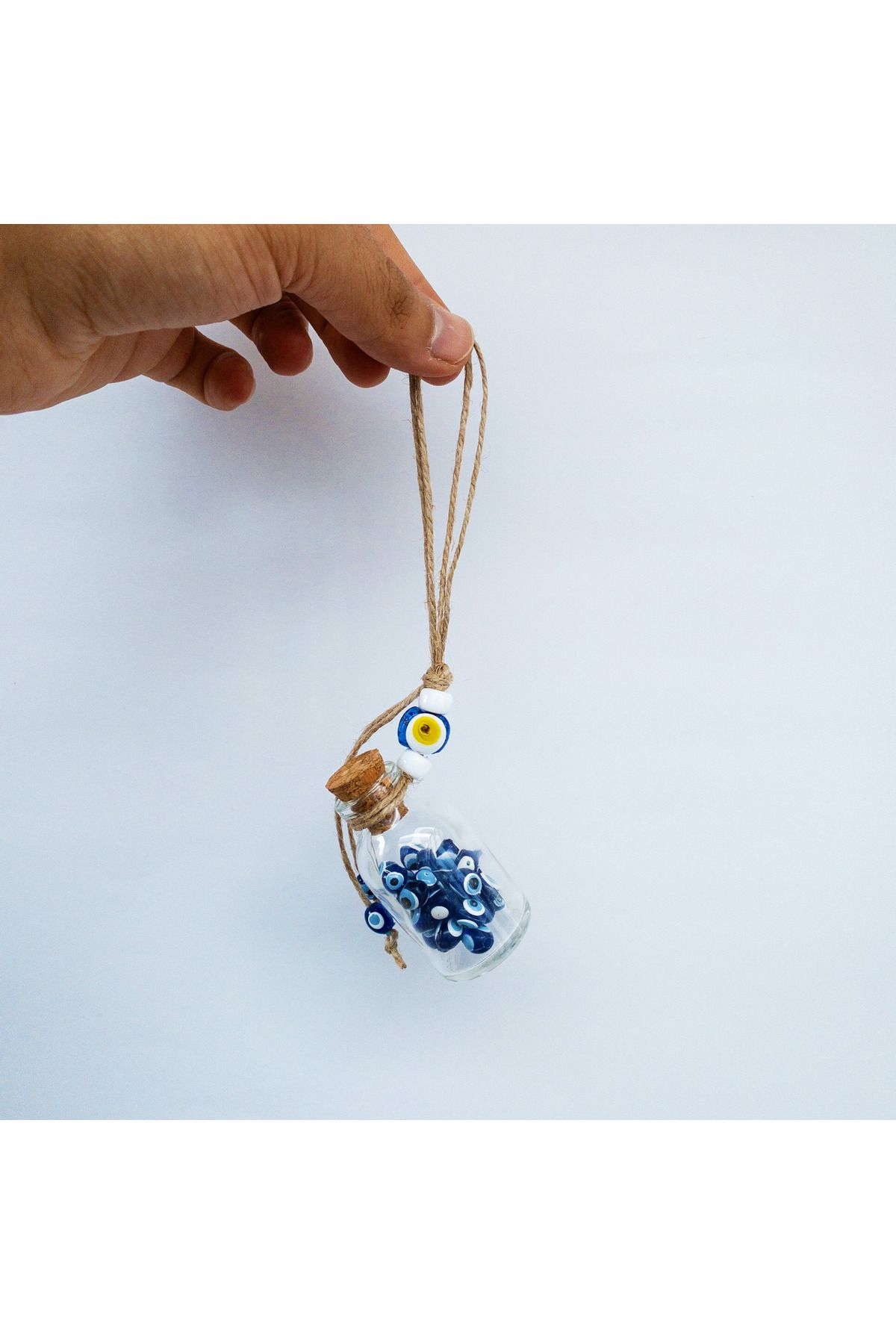 Lueeci Nazar Boncuklu Cam Şişe Duvar Süsü 3x11 cm