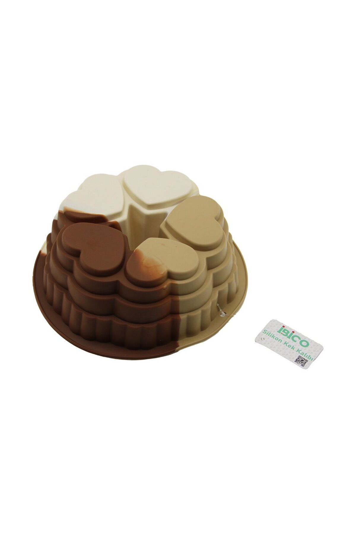 Findit 5Lİ KALP ŞEKİL YUVARLAK - GÖBEKLİ SİLİKON KEK KALIBI ÇAP:21CM - DERİNLİK: 9CM (2818)