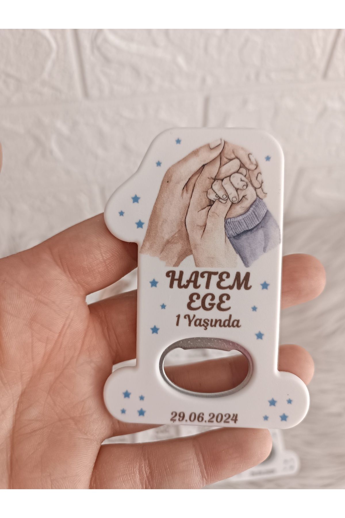Doğrukan Hediyelik 10 adet aile el mavi konsept 1 rakam açacak magnet yenidoğan doğum günü hediyelikleri