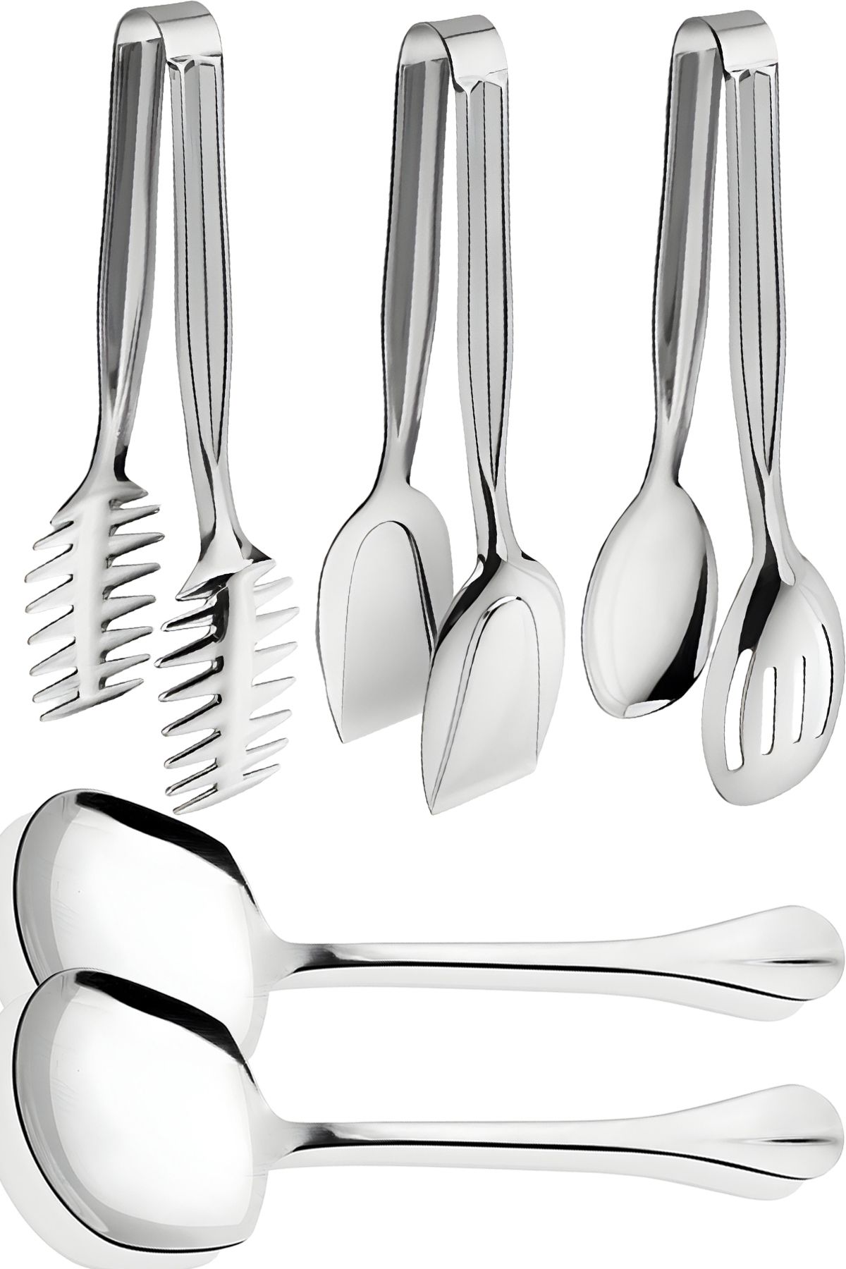 Selenica 5 Parça Servis Sunum Seti 24 cm - Maşa ve Kaşık Takımı | Pasta, Salata, Makarna Maşası ve Kaşığı