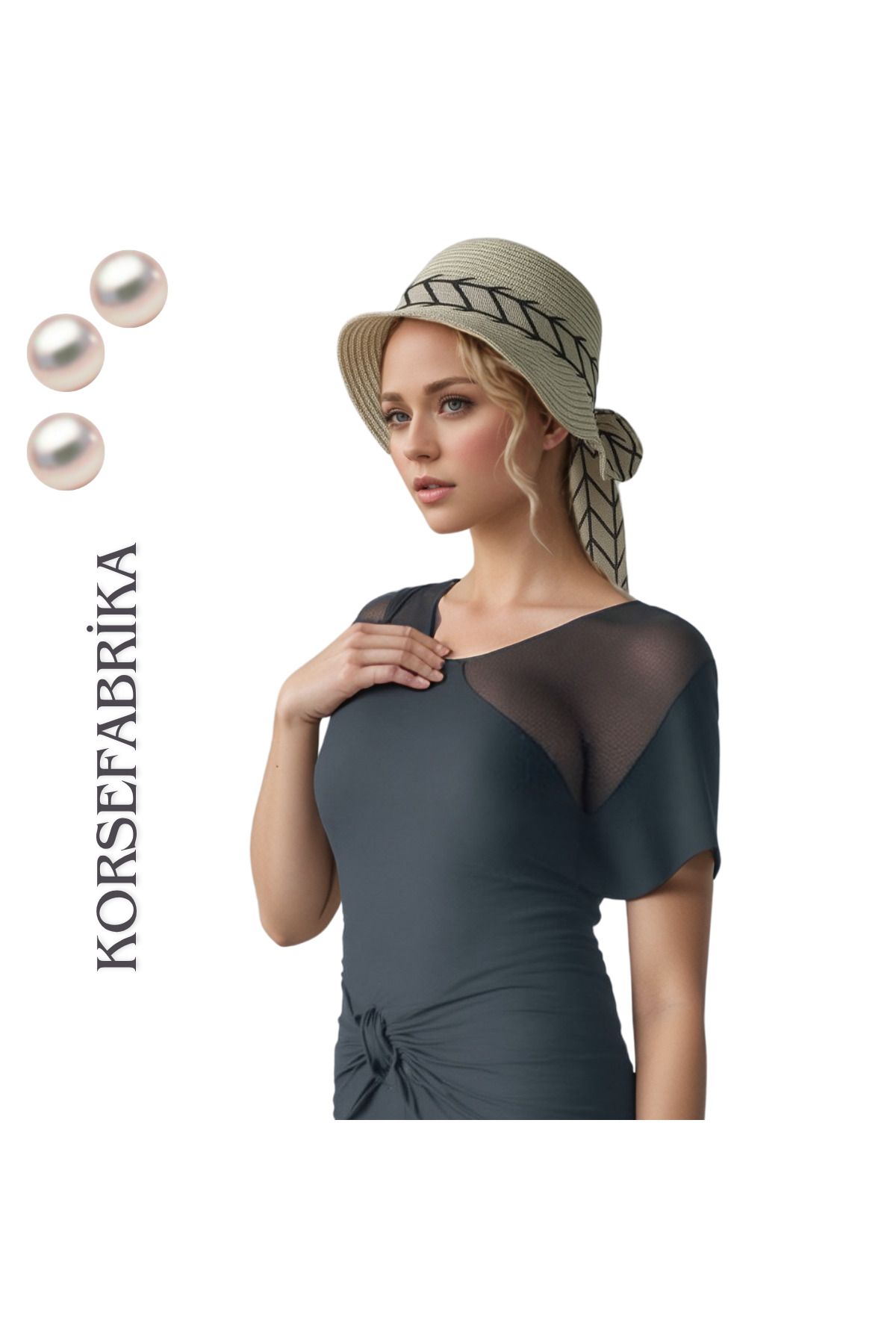 korsefabrika trend mood store Geniş Kenarlı Güneş Vizörlü Şık ve Fonksiyonel Hasır Plaj ve Günlük Şapka