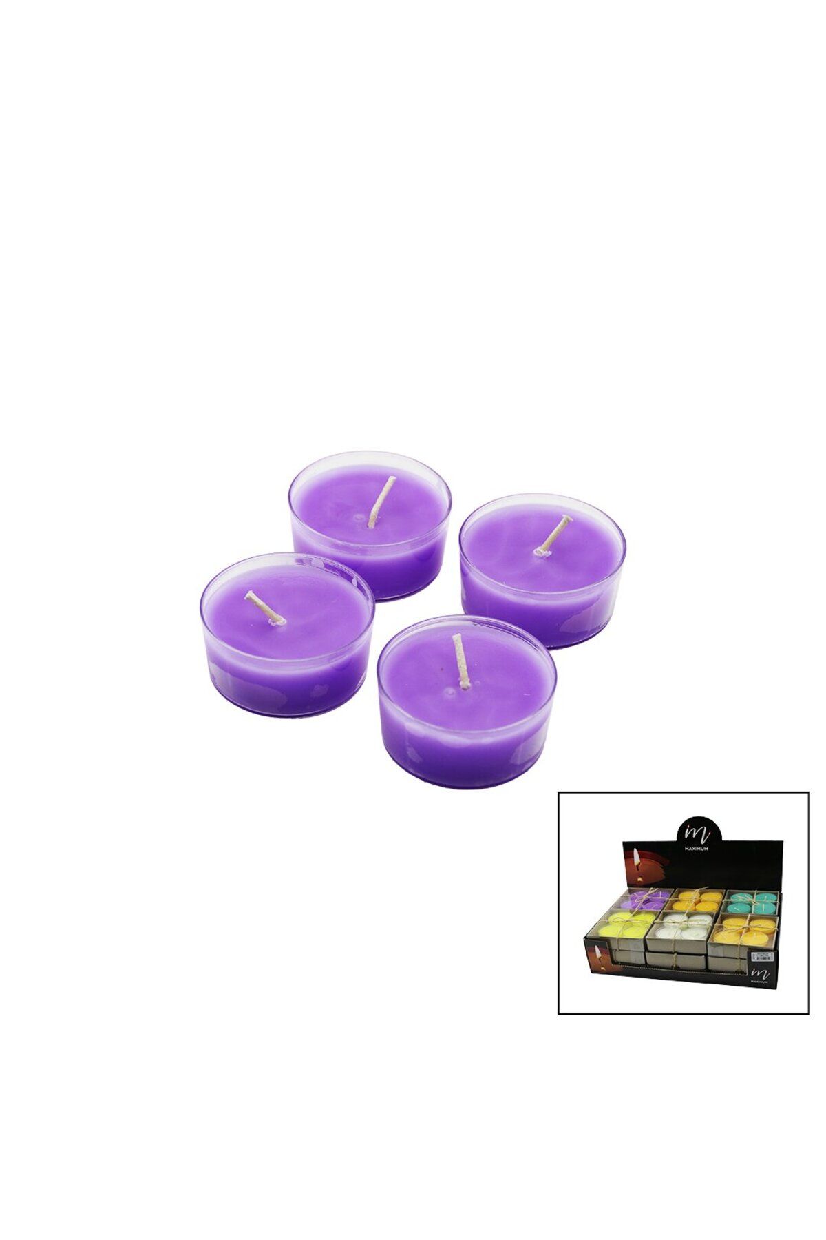 Findit 4PCS - YUVARLAK - MİKA KRİSTAL KAPLI RENKLİ KOKULU MUM (2818)