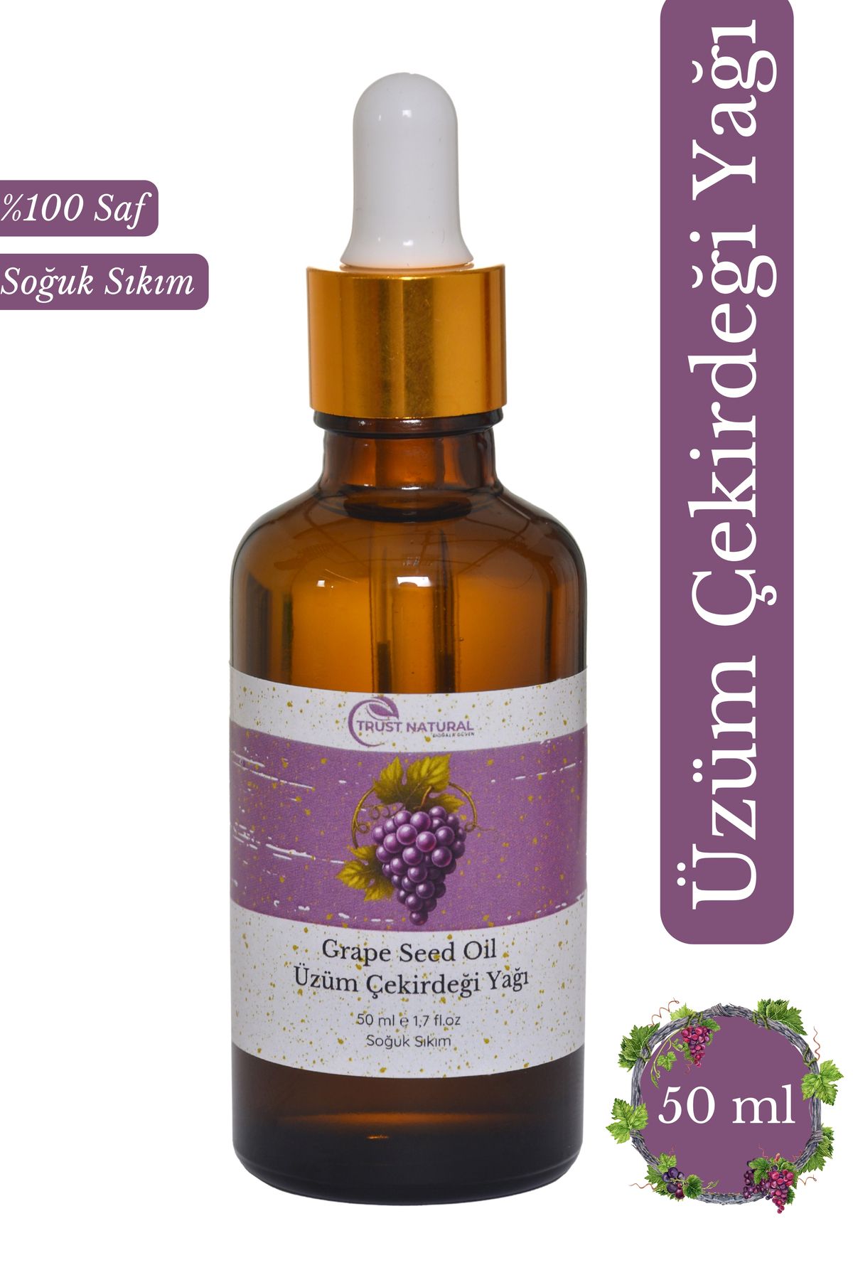 Natural Üzüm Çekirdeği Yağı 50 ml Doğal Ve Soğuk Sıkım