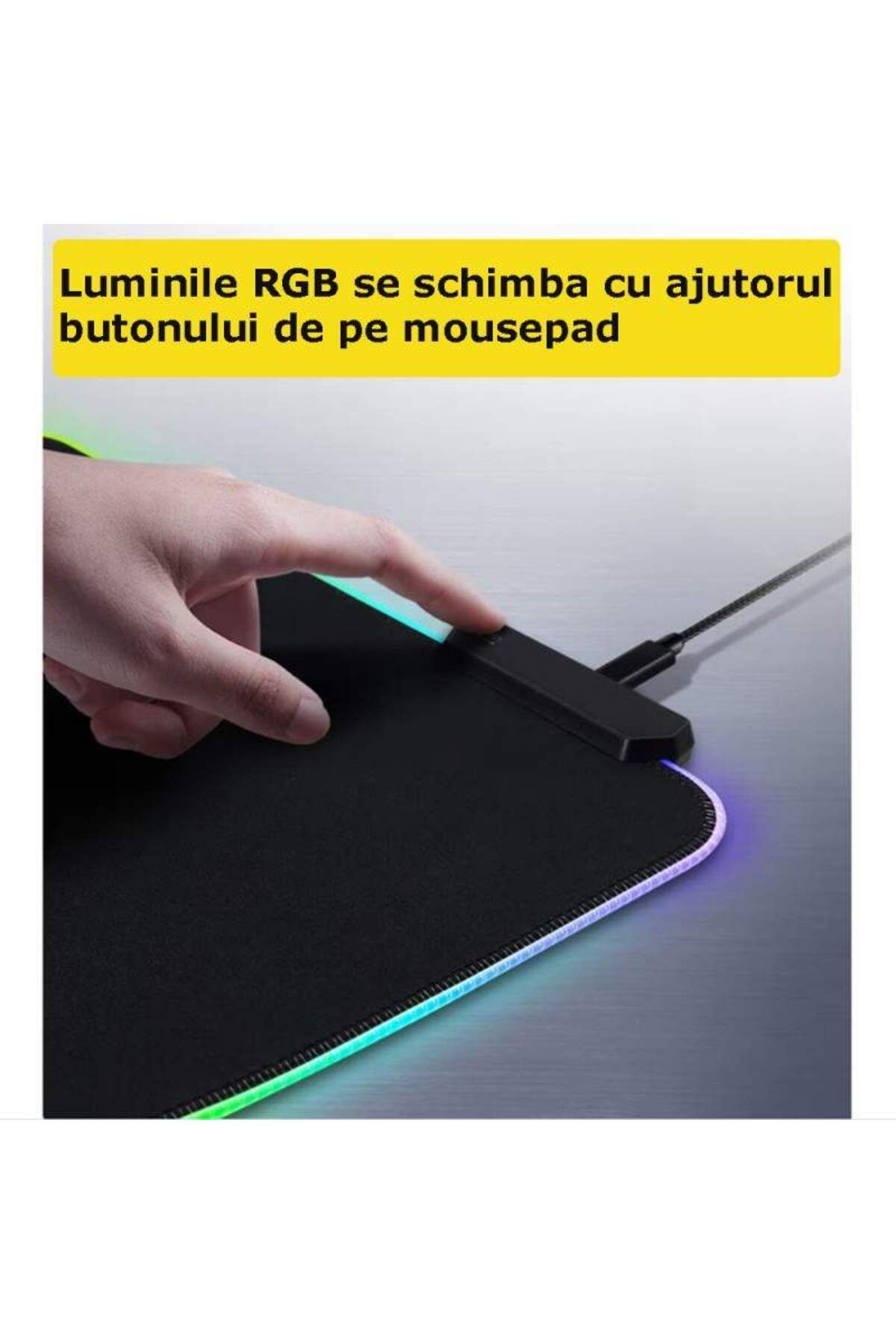 SIKS-Professional Gaming Mousepad, RGB LED, 13 Lighting Modes, 80x30 cm, Button For Changing Lights 5
