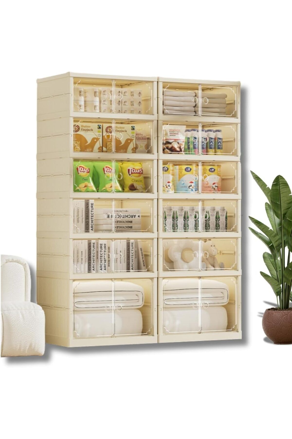 STOREMAX lvnmblya Raflı Çok Amaçlı, Geniş, Katlanabilir Dolap, Ayakkabılık ve Raf Shop Deesing 224120
