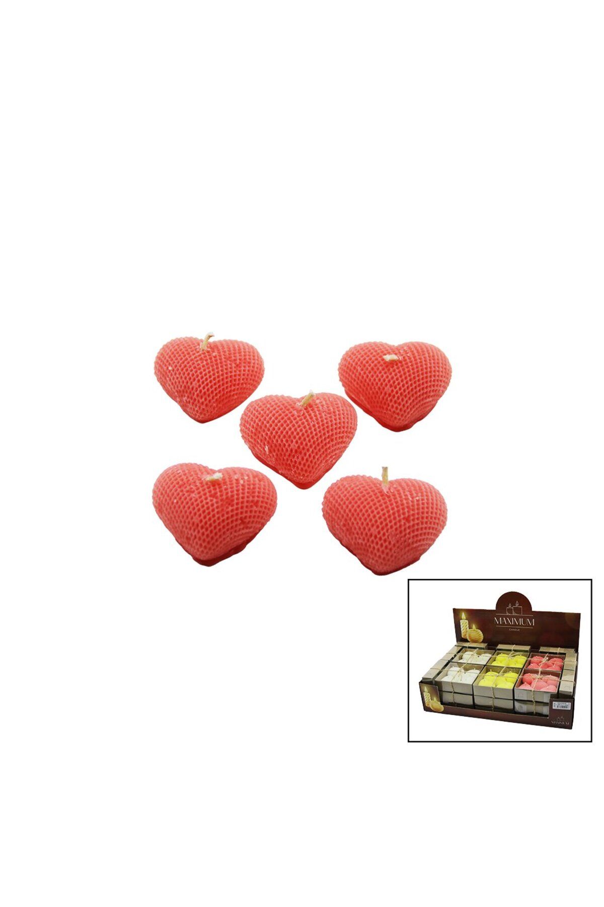 Findit 5PCS - MİNİ KALP RENKLİ KOKULU MUM (2818)