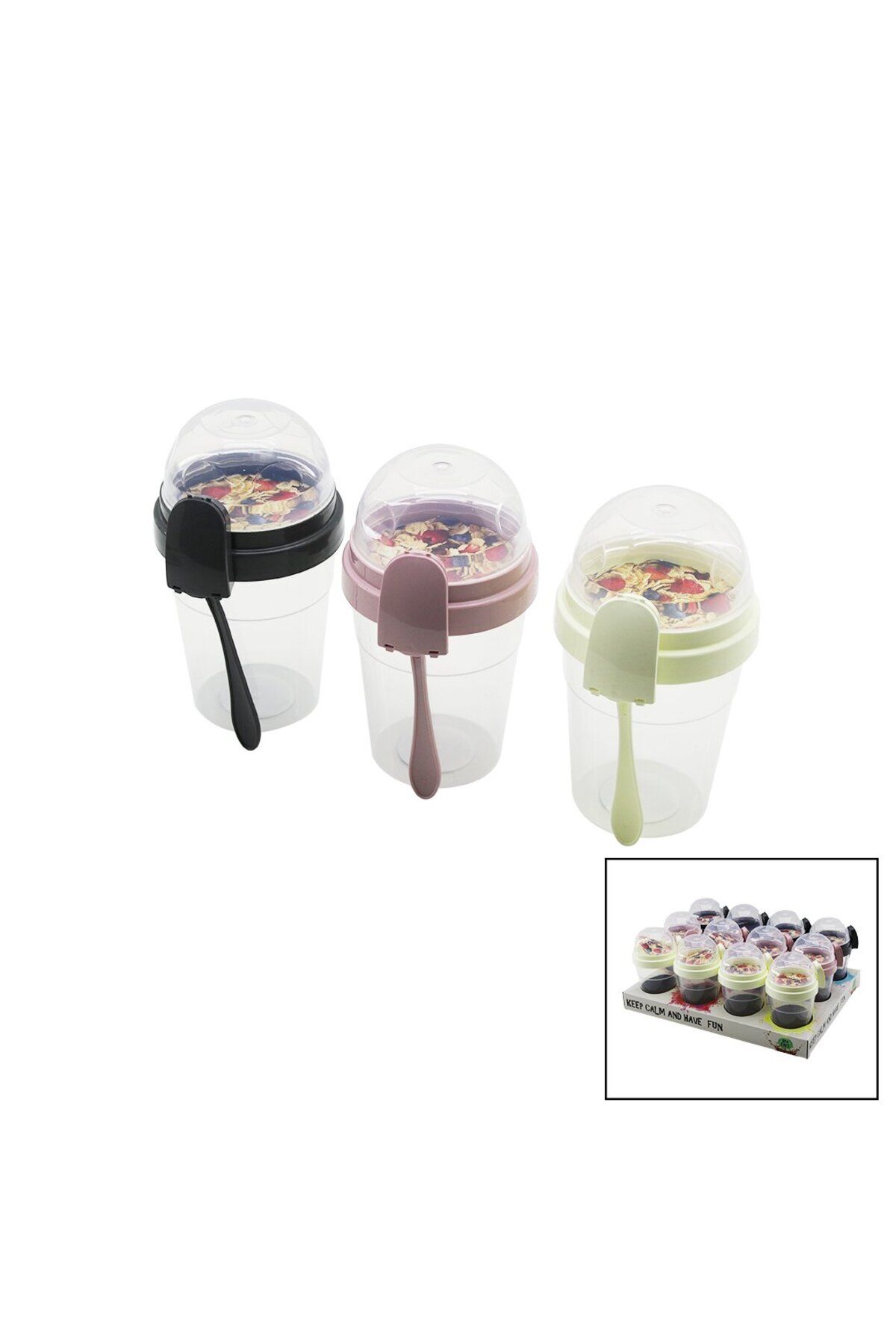 Findit QLUX L-00812 TO GO CONTAINER MÜSLİ YOĞURT KABI 600ML 2 BÖLMELİ - ORTAK KAPAKLI = ŞEFFAF PLASTİK PL