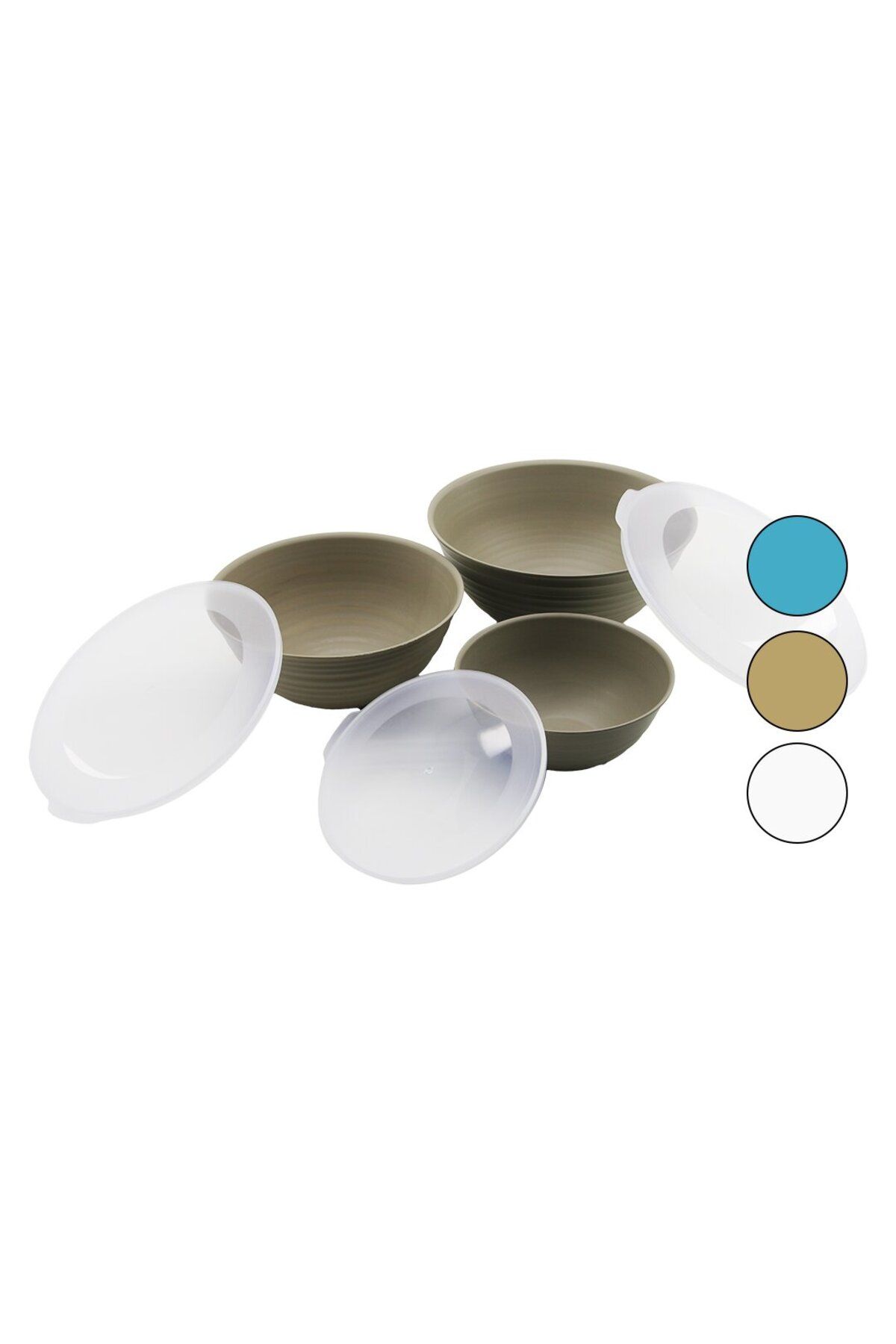 Findit 3PCS SET=1LT-2LT-3LT GALAKSİ KAPAKLI KASE - SAKLAMA KABI SET RENKLİ KASE - ŞEFFAF KAPAK (2818)
