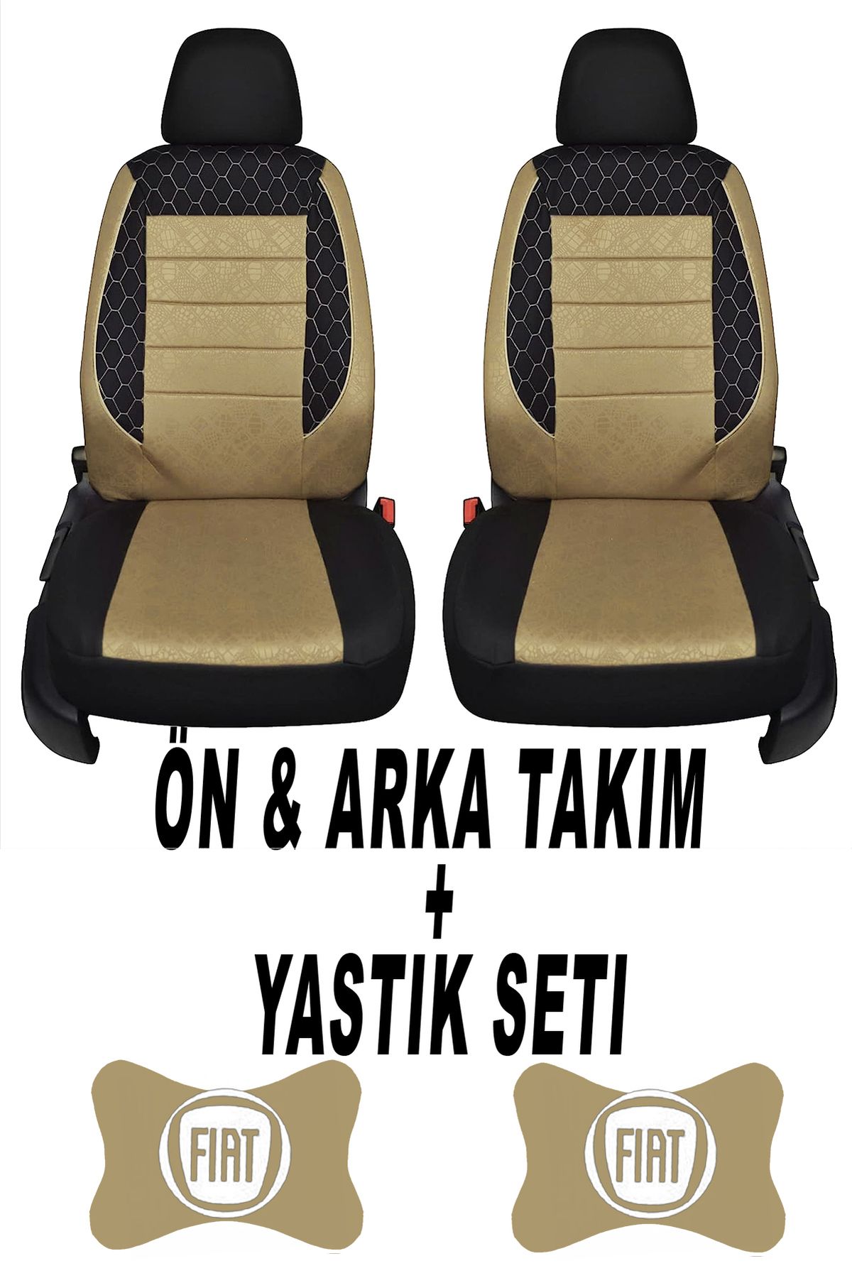 1araba1ev Oto Koltuk Kılıfı Fiat Ön Arka Takım + 2 Adet Boyun Yastığı Seti