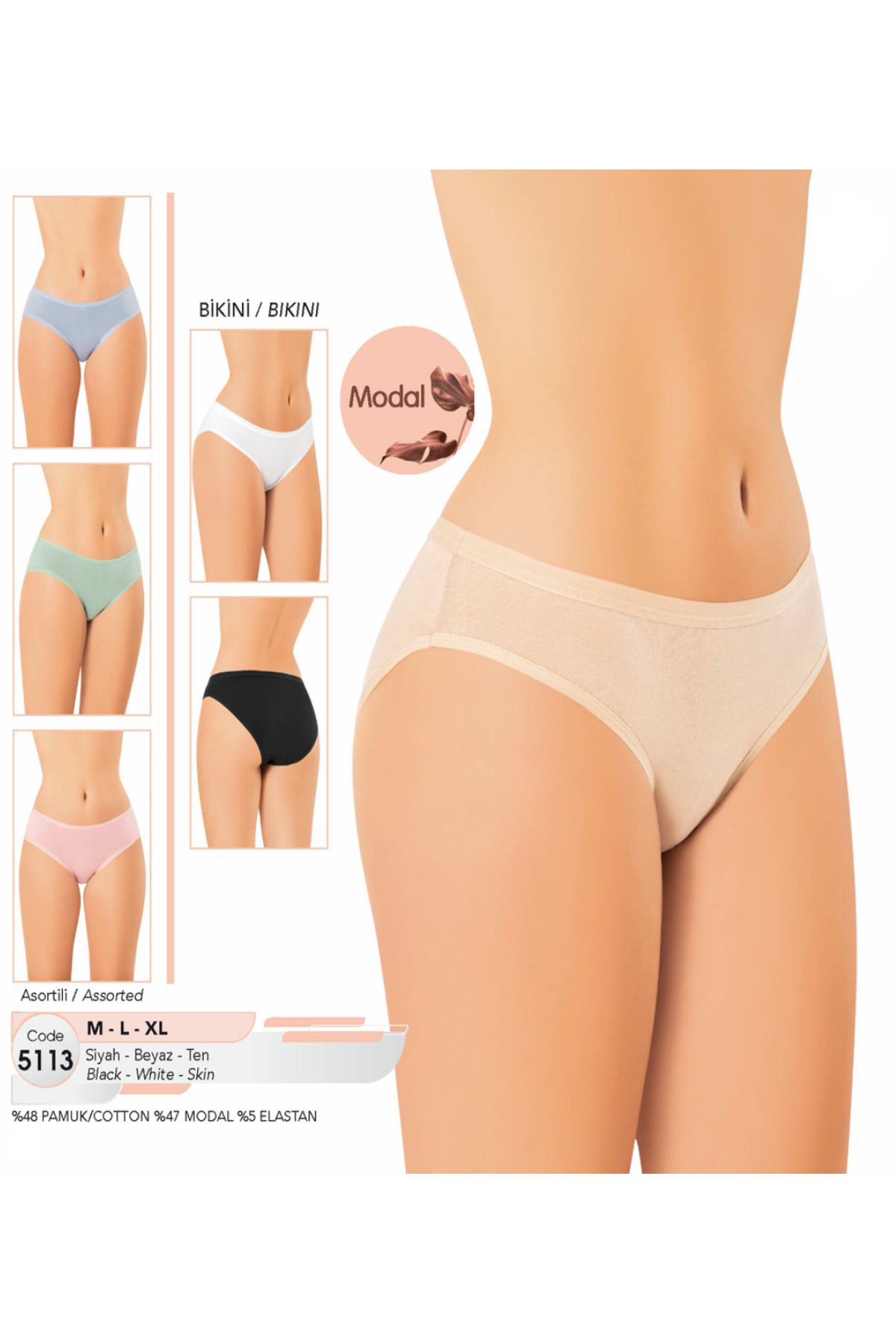 Fily İç Giyim KOTA Modal Kumaş (6 adet) Bikini Külot ASORTİLİ PAKET