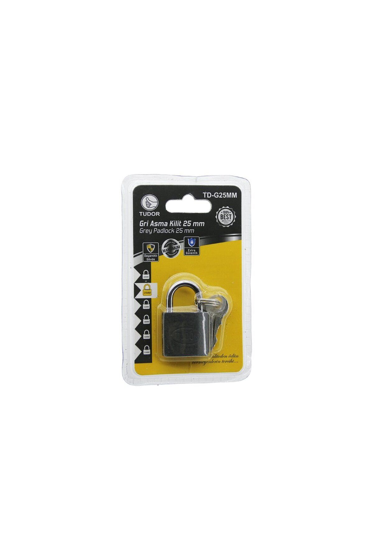 Findit TUDOR TD-G25MM VAKUMLU 25MM - GRİ KISA KANCALI ASMA KİLİT (2818)