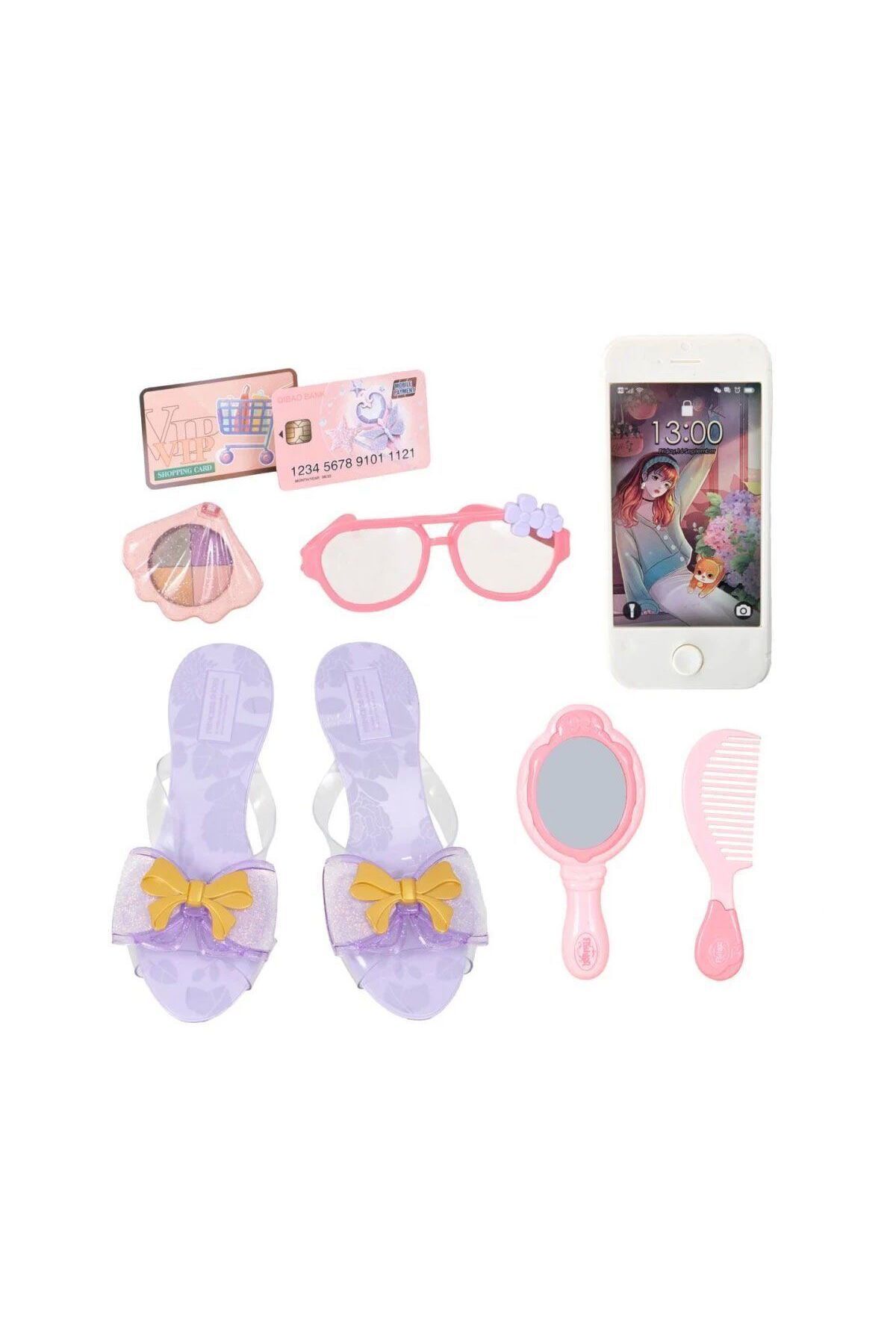 Aymir Ticaret 4376 Pretty Pinky Kokoş Terlik Gözlük Tarak Set -Sunman