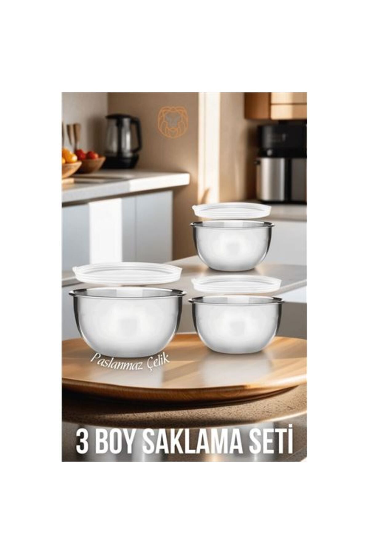 mrpurple 3 lü Saklama Kabı Seti Paslanmaz Çelik - PRP9531-2772