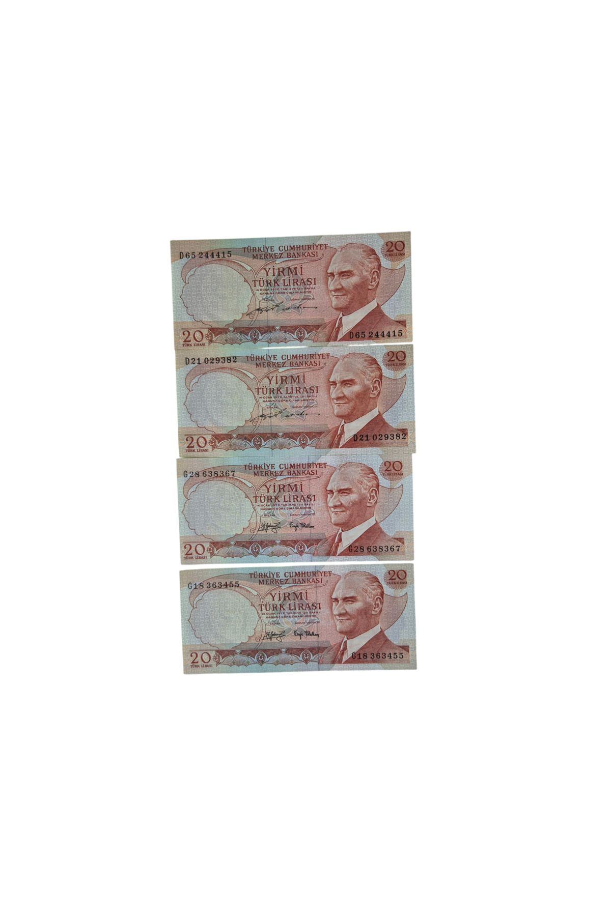 AZEY koleksiyon 6.EMİSYON 20 LİRA ÇİL 4 ADET (G18-G28-D21-D65)