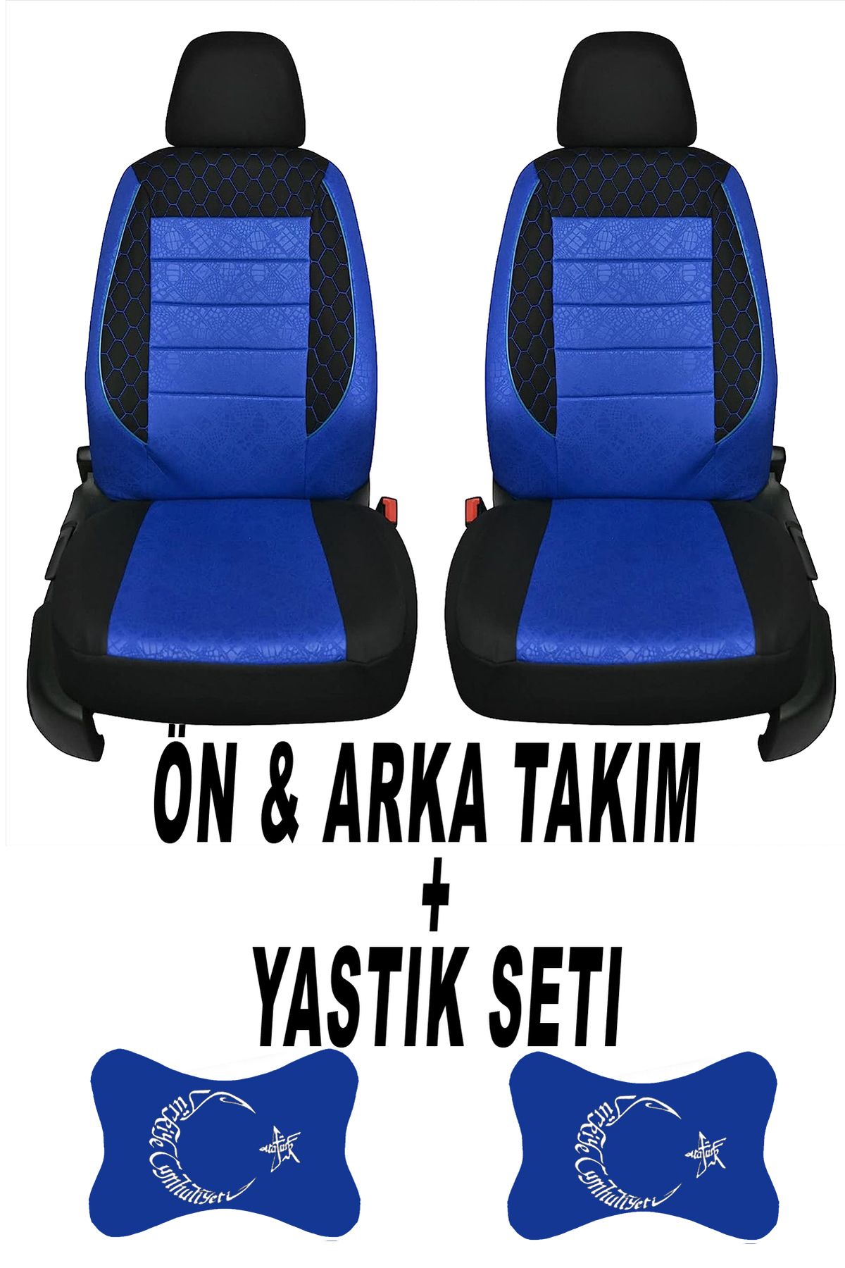 1araba1ev Oto Koltuk Kılıfı Bayrak Ön Arka Takım + 2 Adet Boyun Yastığı Seti