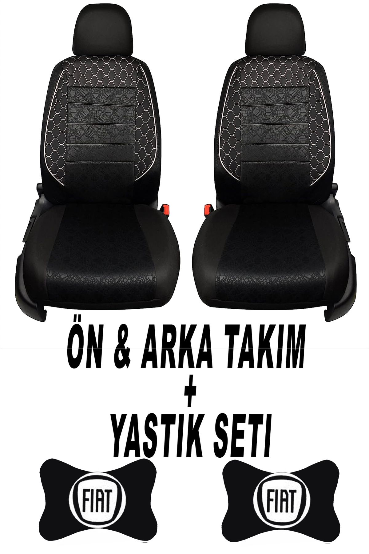1araba1ev Oto Koltuk Kılıfı Fiat Ön Arka Takım + 2 Adet Boyun Yastığı Seti