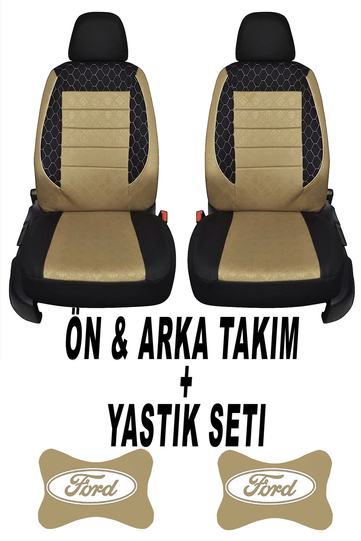 1araba1ev Oto Koltuk Kılıfı Ford Ön Arka Takım + 2 Adet Boyun Yastığı Seti