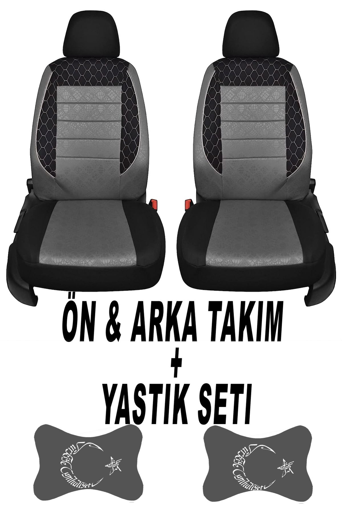 1araba1ev Oto Koltuk Kılıfı Bayrak Ön Arka Takım + 2 Adet Boyun Yastığı Seti