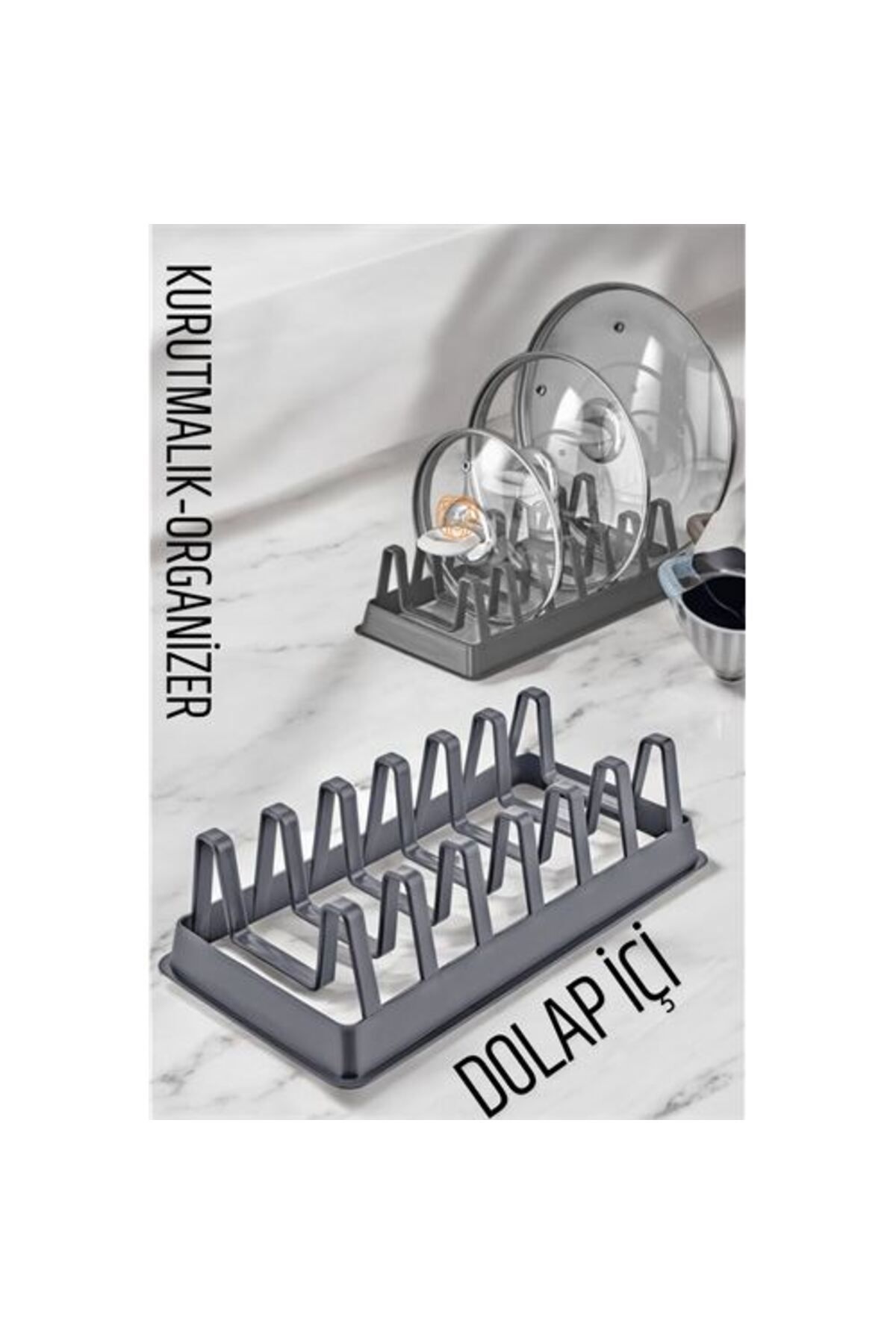 Lokal Marketing Tabak Düzenleyici Kurutmalık Dolap İçi Tencere Kapak Organizer GRİ - LKM3017-1812