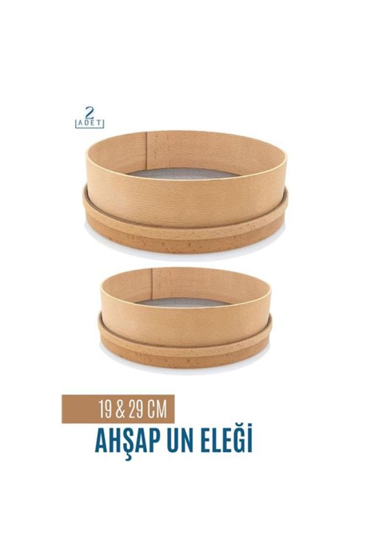 Lokal Marketing Ahşap Un Eleği 19 ve 29 CM 2 li Set - LKM8330-4946