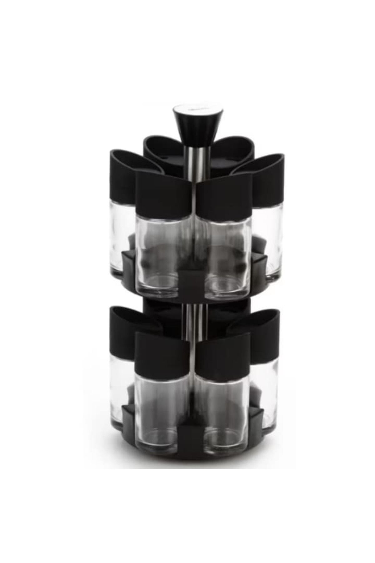 Rovitech-Set recipiente pentru ierburi si condimente amplasate pe suport rotativ, Plastic, Negru, 12 recipien 3