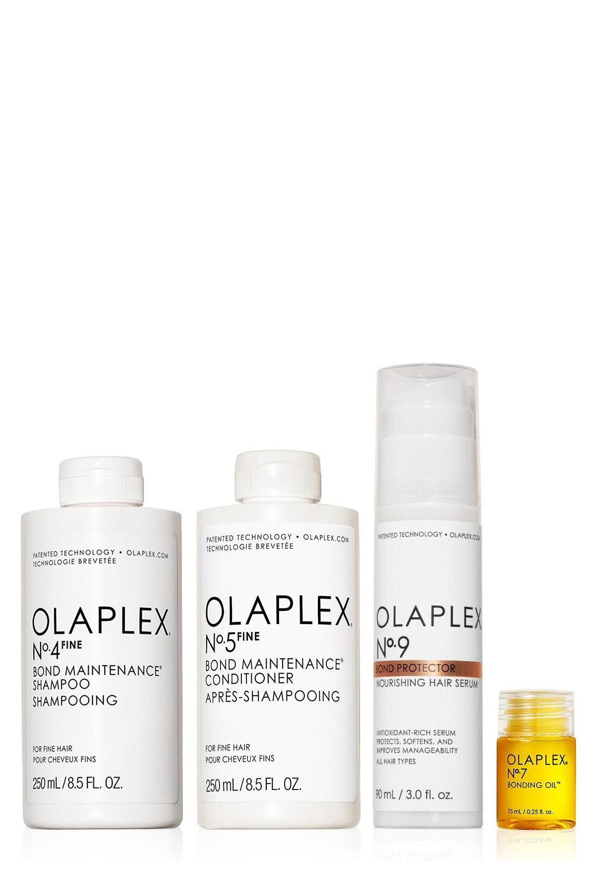 Olaplex Fine Protector Set - İnce Telli Saçlar İçin Bağ Güçlendirici Şampuan, Saç Kremi, Besleyici Saç Serum